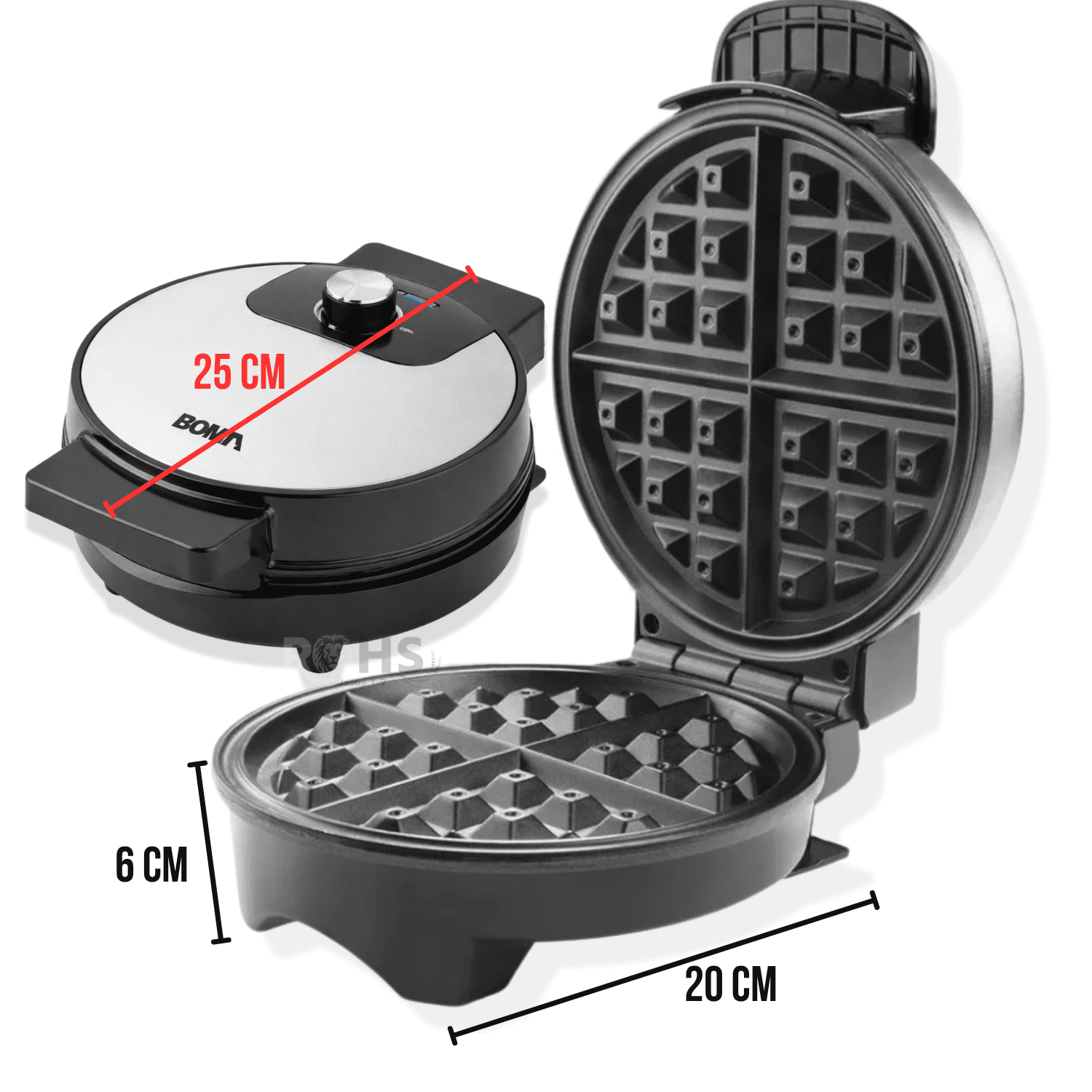 WAFFLERA ELÉCTRICA BOMA 1200W ANTIADHERENTE CON TERMOSTATO AJUSTABLE - 3