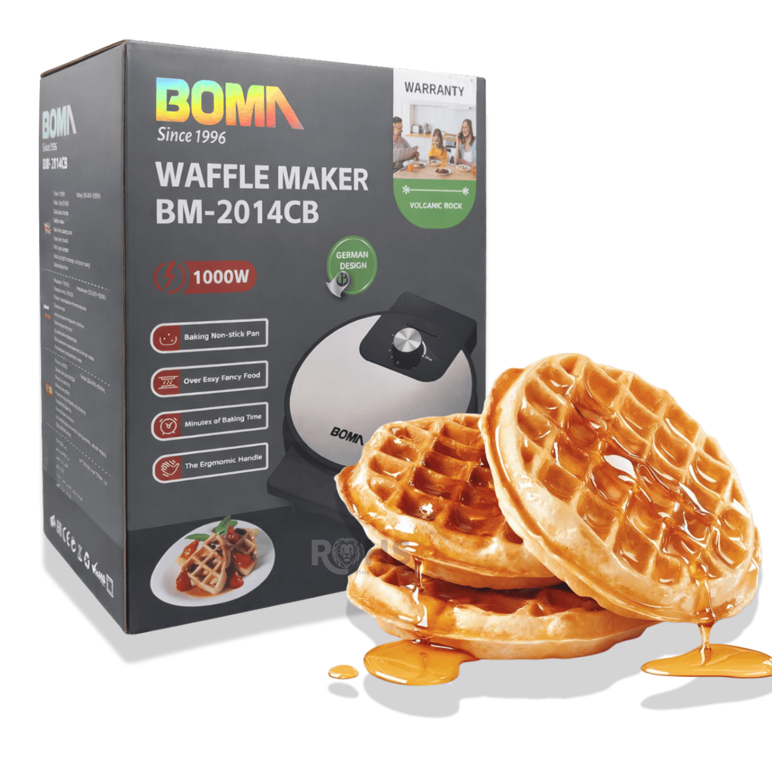 WAFFLERA ELÉCTRICA BOMA 1200W ANTIADHERENTE CON TERMOSTATO AJUSTABLE - 5