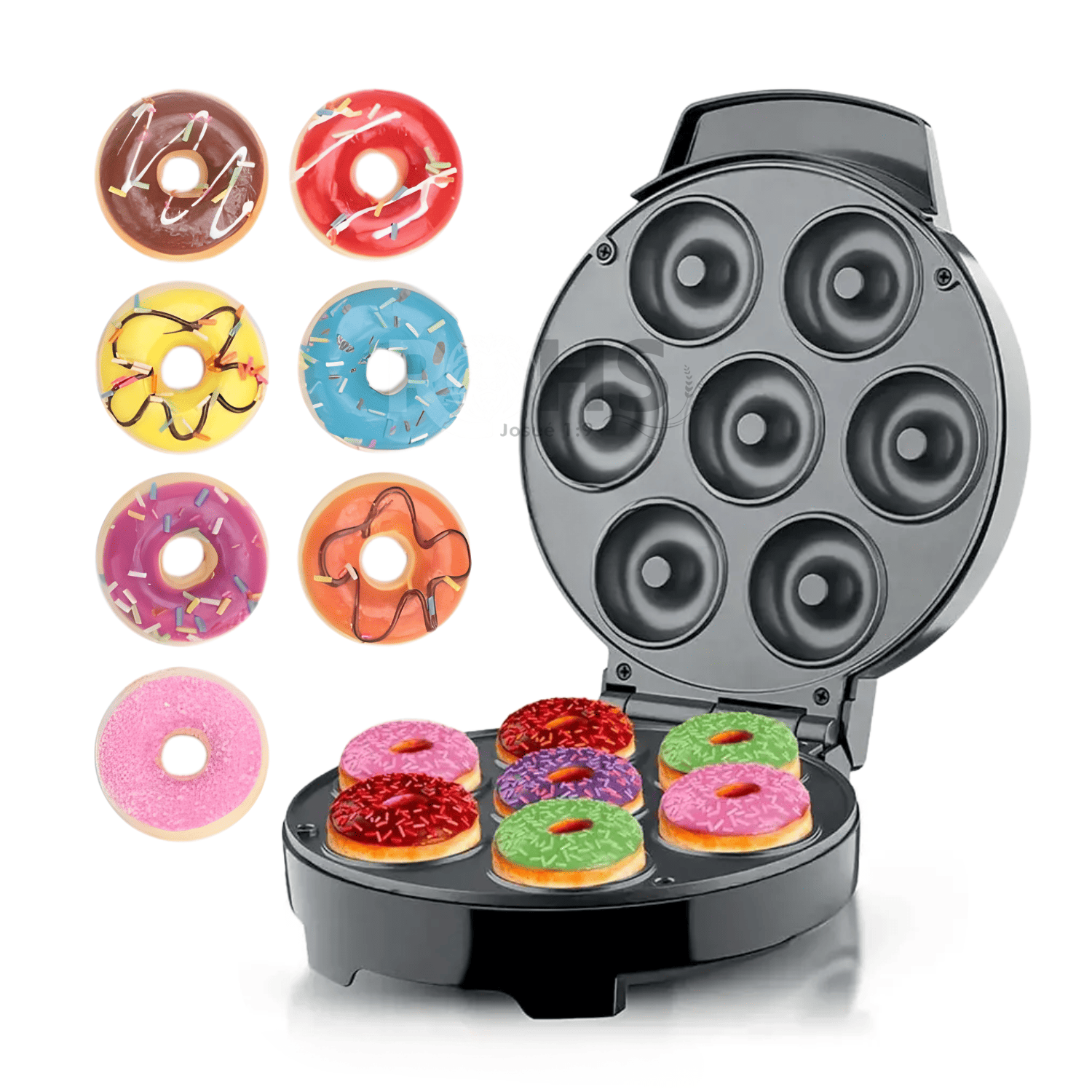 MÁQUINA CIRCULAR PARA DONAS RAF 1000W ANTIADHERENTE ELÉCTRICA DE 7 CAVIDADES - 7