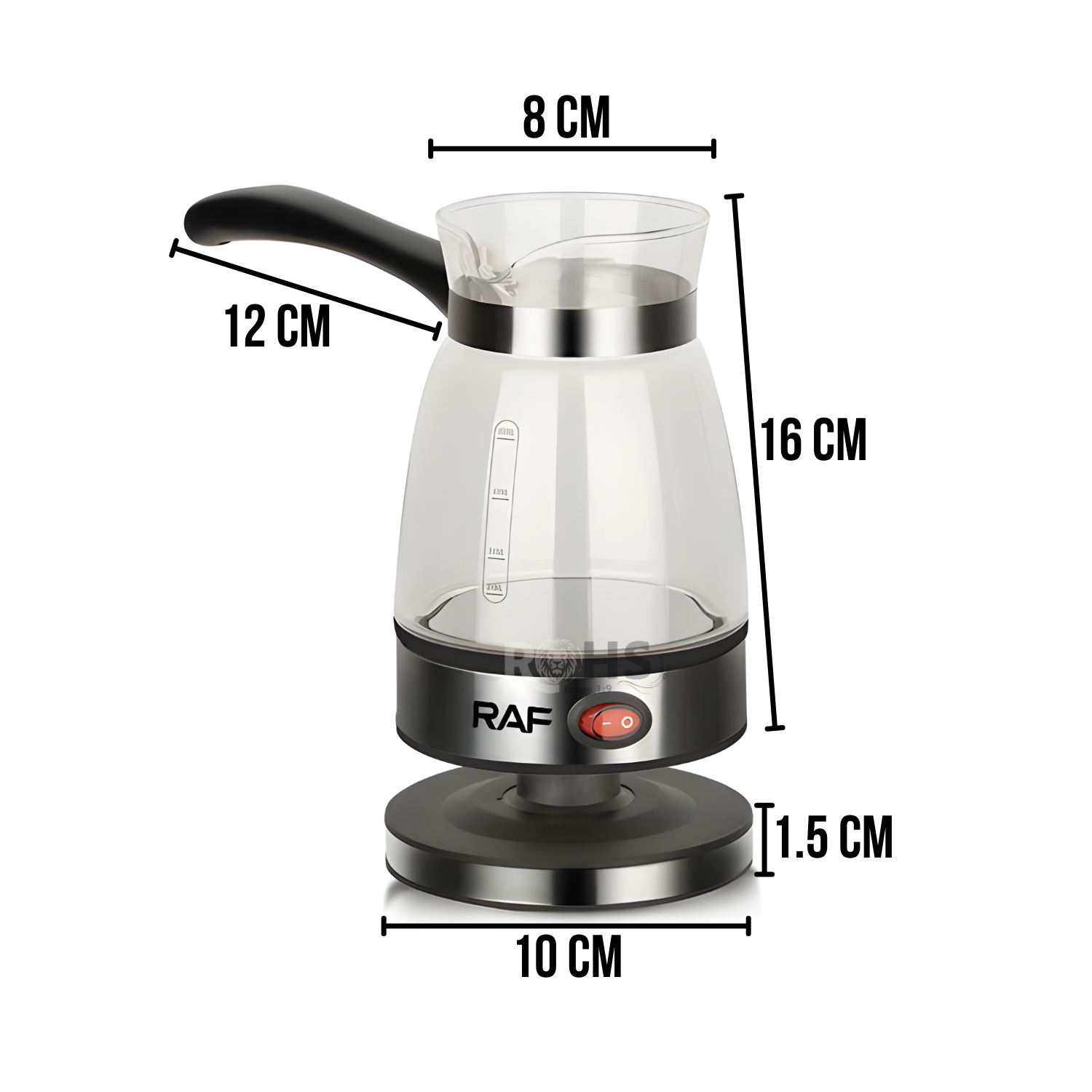 CAFETERA ELÉCTRICA RAF R.125 DE VIDRIO 600-650W CON BASE CALENTADORA NEGRA - 2
