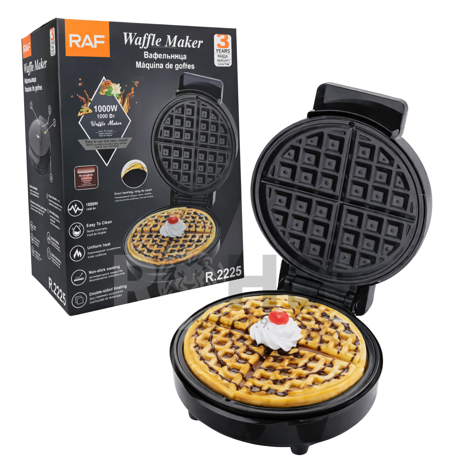 WAFFLERA ELÉCTRICA RAF 1000W ANTIADHERENTE CON PLACA DE 4 SECCIONES - 5