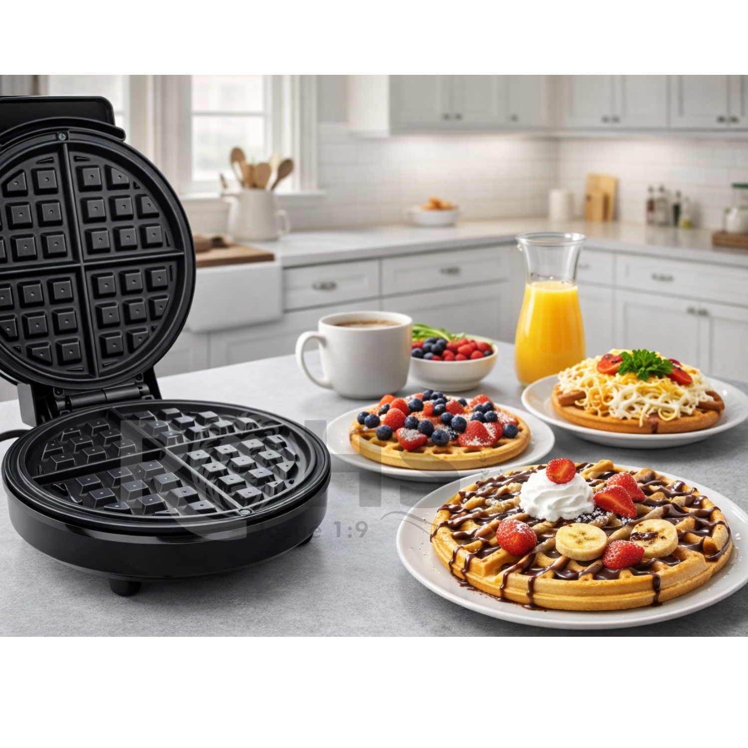 WAFFLERA ELÉCTRICA RAF 1000W ANTIADHERENTE CON PLACA DE 4 SECCIONES - 6