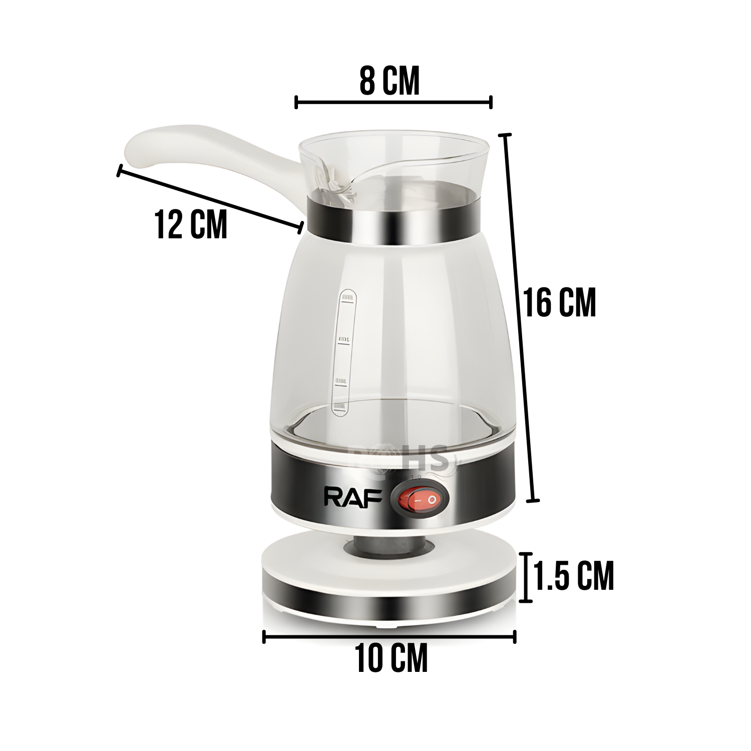 CAFETERA ELÉCTRICA RAF R.125 DE VIDRIO 600-650W CON BASE CALENTADORA BLANCA - 2