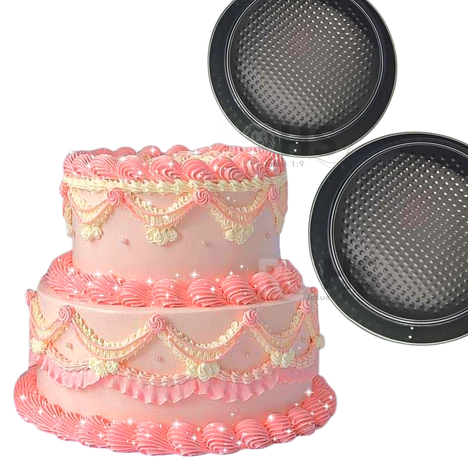 SET DE MOLDES DESMONTABLES REDONDOS DE METAL CON BASE TEXTURIZADA Y CIERRE LATERAL + KIT DE DECORACIÓN CON BOQUILLAS Y MANGA - 4