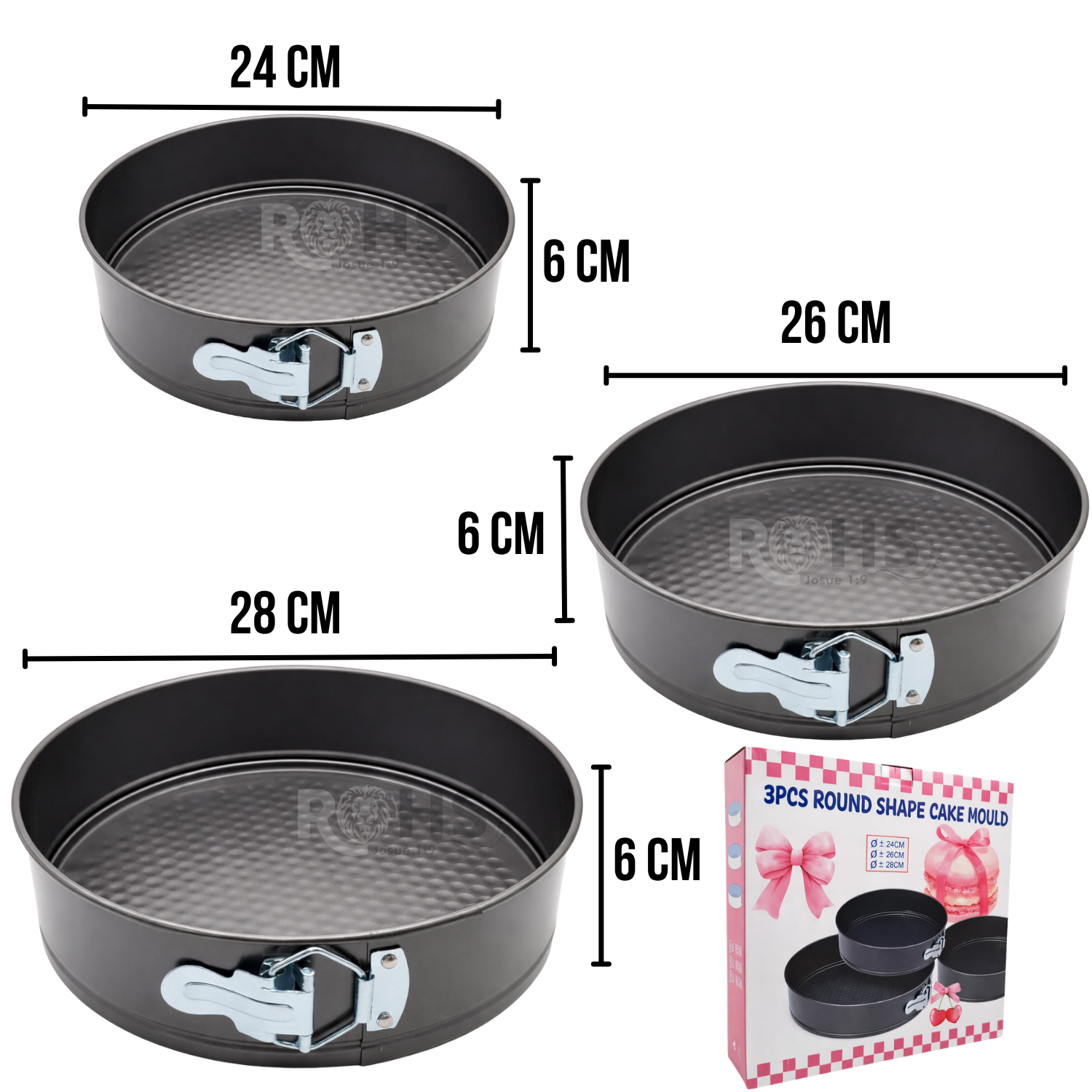 SET DE MOLDES DESMONTABLES REDONDOS DE METAL CON BASE TEXTURIZADA Y CIERRE LATERAL + KIT DE DECORACIÓN CON BOQUILLAS Y MANGA - 5