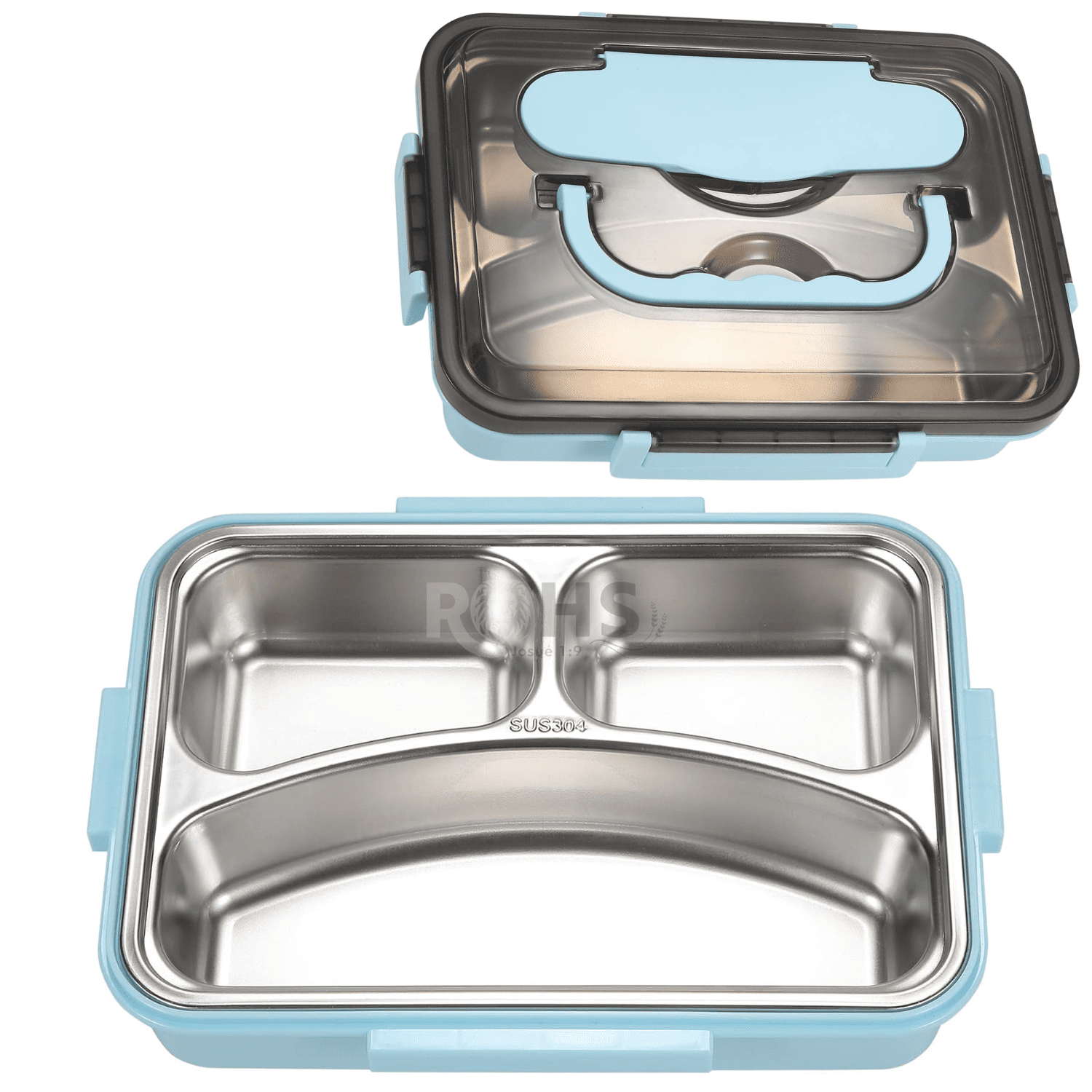 TUPPER DE ACERO INOXIDABLE COMPARTIMENTADO CON CUCHARA Y PALITOS 24 CM - 2