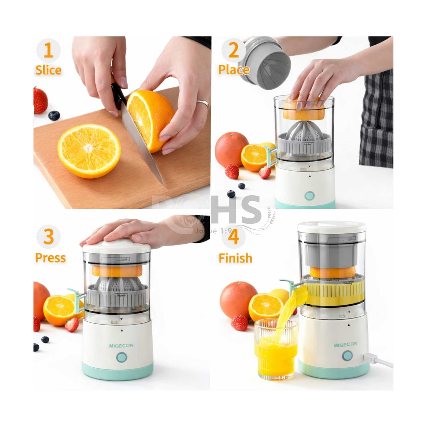 EXTRACTOR DE JUGOS TURQUESA ELÉCTRICO INALÁMBRICO RECARGABLE MULTIFUNCIONAL PARA FRUTAS Y VERDURAS - 6