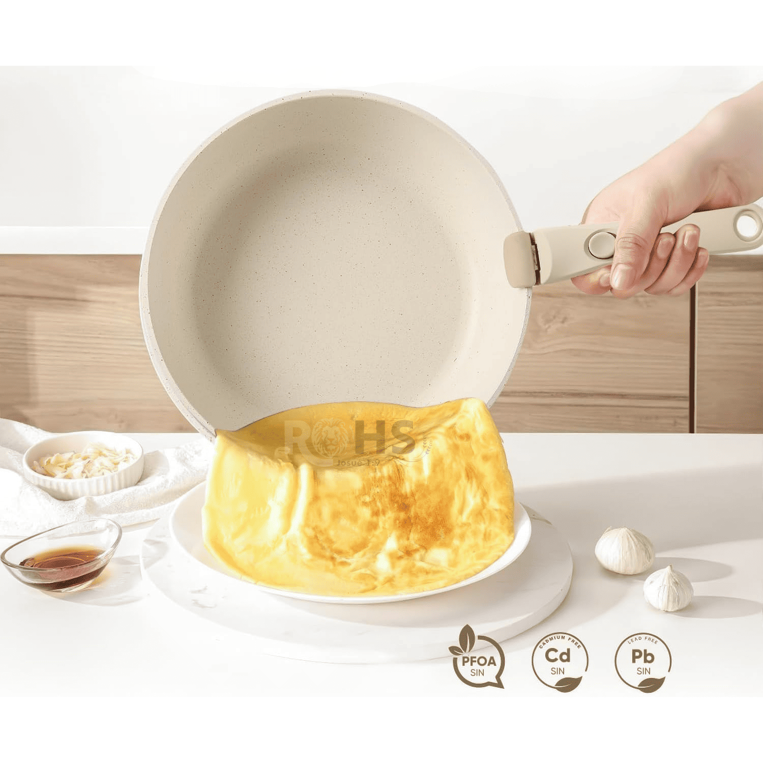 JUEGO DE SARTENES Y OLLA DE CERÁMICA ANTIADHERENTE CON MANGO REMOVIBLE Y DISEÑO APILABLE - 7