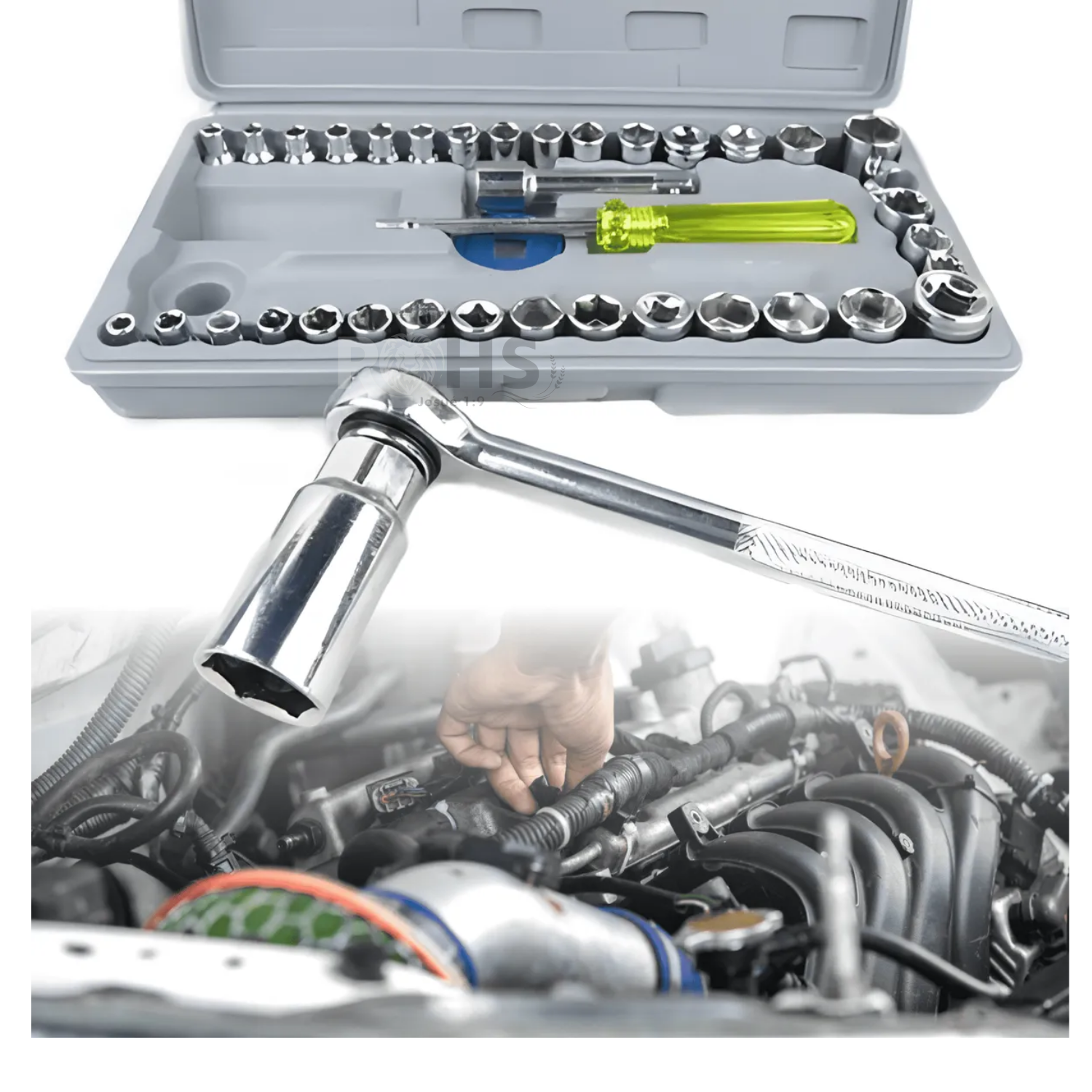 JUEGO DE DADOS Y HERRAMIENTAS CON LLAVE RATCHET Y ESTUCHE 40 PIEZAS - 6
