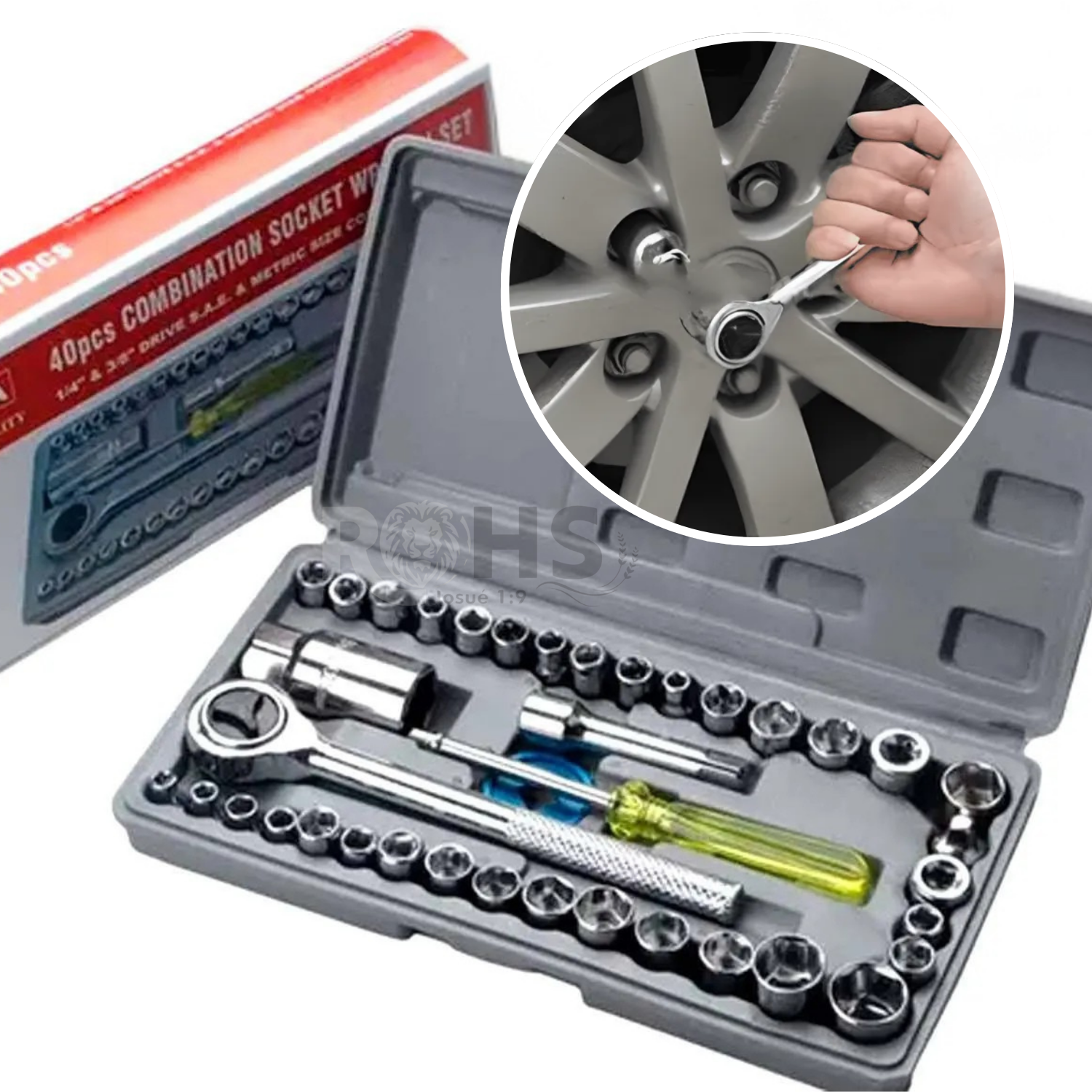JUEGO DE DADOS Y HERRAMIENTAS CON LLAVE RATCHET Y ESTUCHE 40 PIEZAS - 7