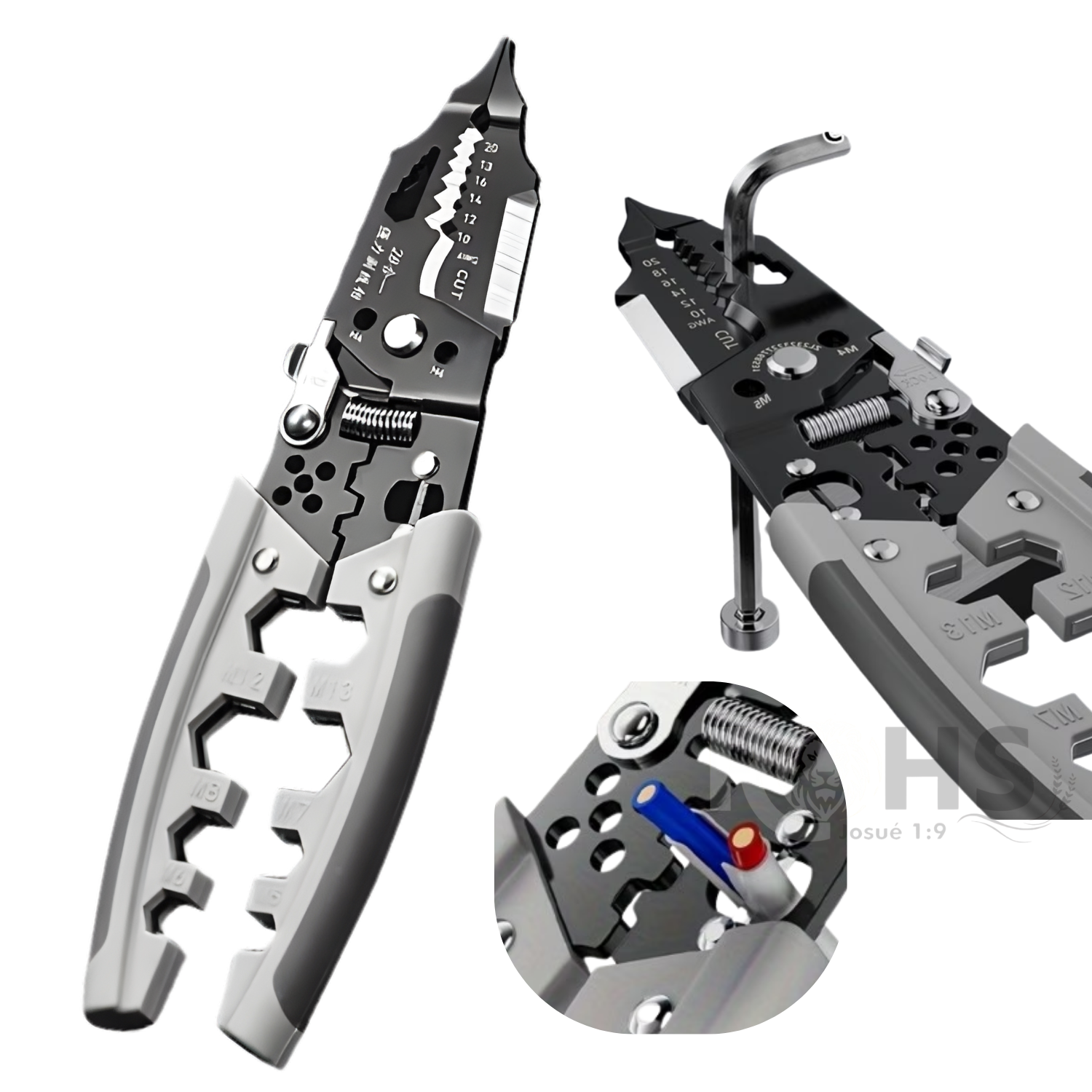ALICATE MULTIFUNCIONAL PELACABLES CON CORTADOR Y CRIMPADORA - 1
