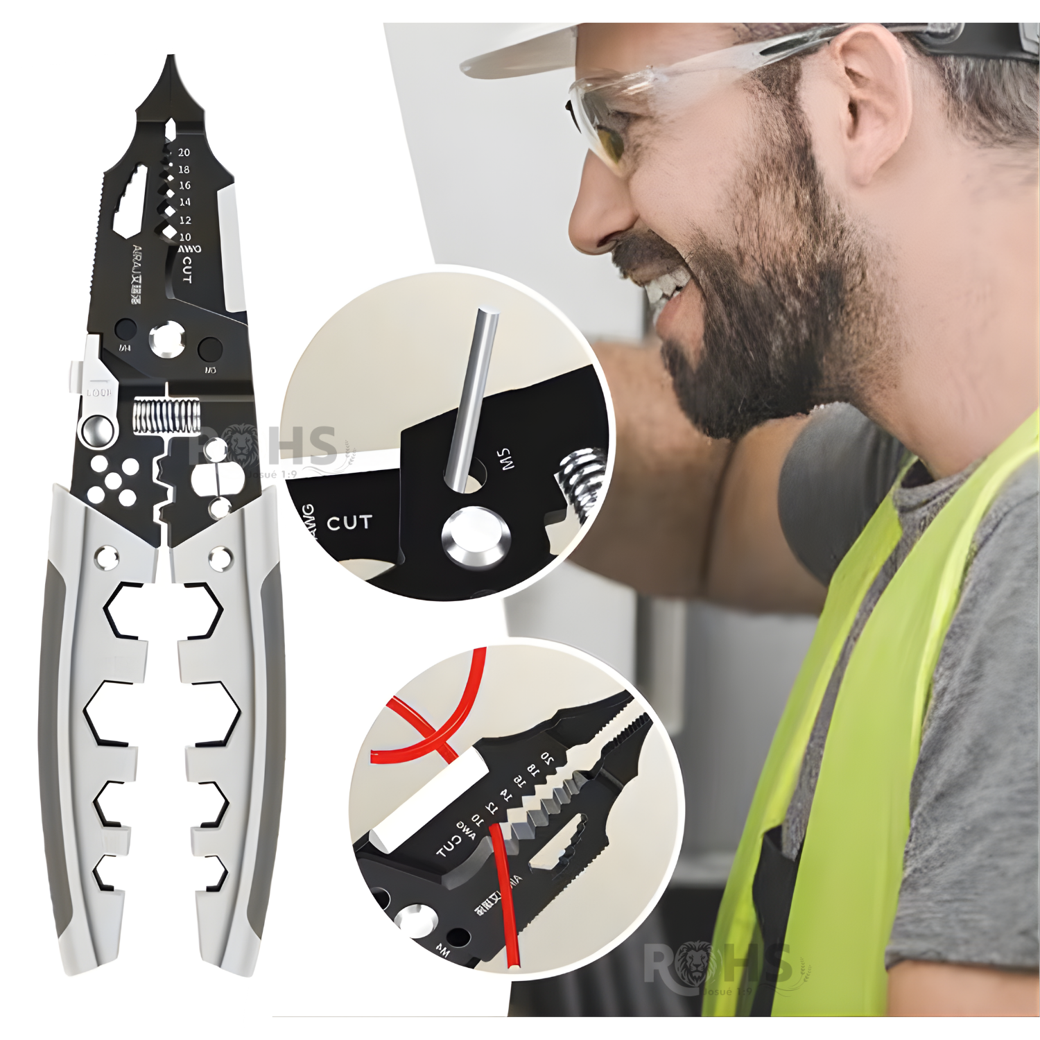 ALICATE MULTIFUNCIONAL PELACABLES CON CORTADOR Y CRIMPADORA - 4