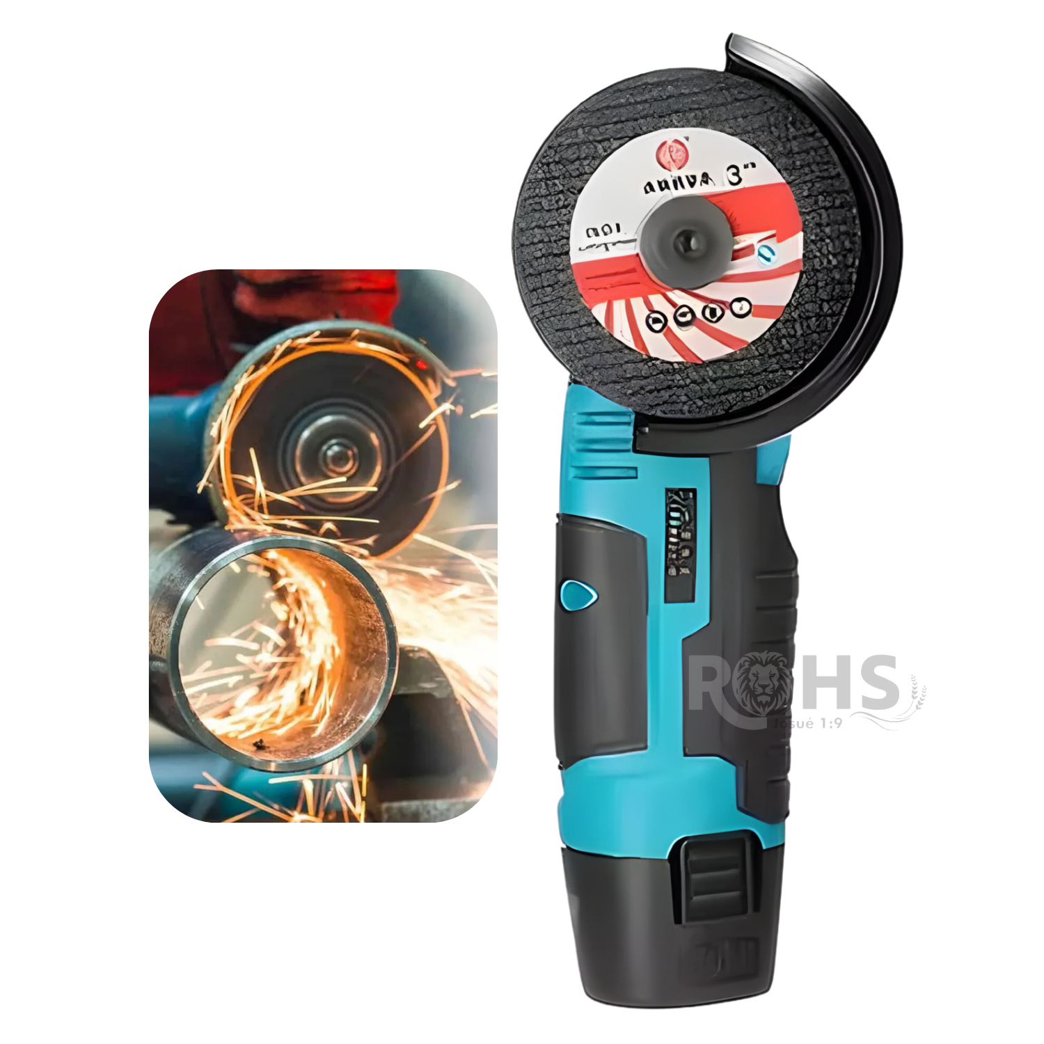 MINI AMOLADORA INALÁMBRICA RECARGABLE CON DISCOS DE CORTE Y BATERÍAS - 1