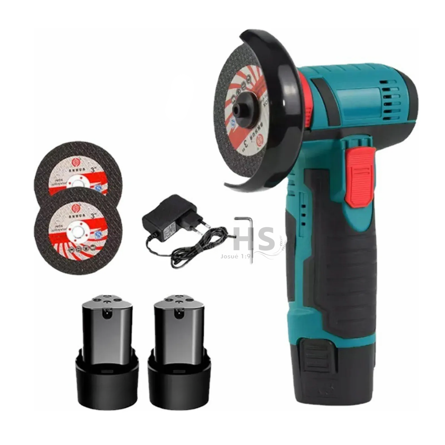 MINI AMOLADORA INALÁMBRICA RECARGABLE CON DISCOS DE CORTE Y BATERÍAS - 2