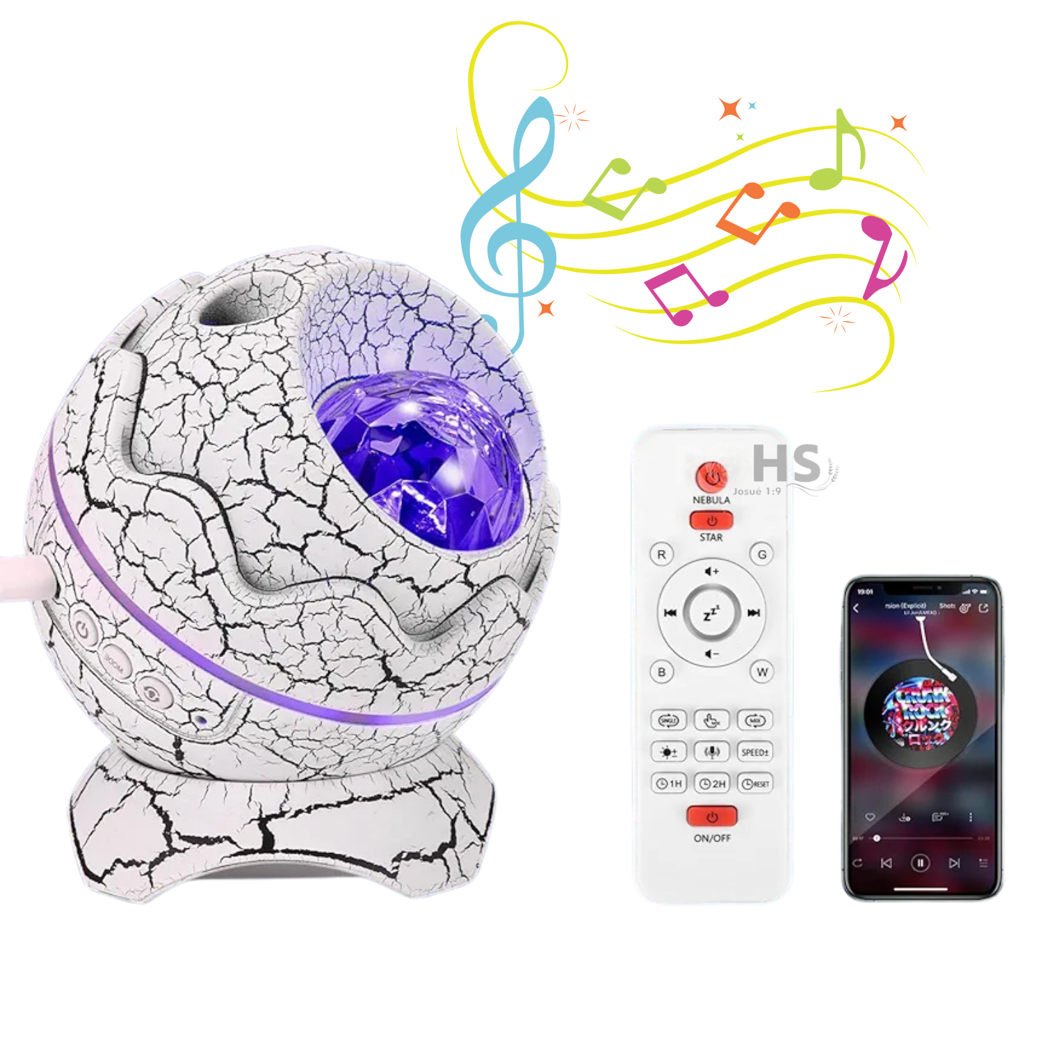 PROYECTOR DE CIELO ESTRELLADO CON BLUETOOTH MODELO HUEVO DE DINOSAURIO - 1