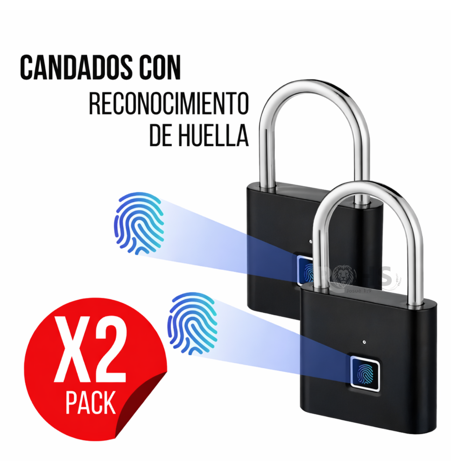 PACK X2 CANDADOS INTELIGENTES CON HUELLA DIGITAL RECARGABLES USB TIPO C NEGRO - 1