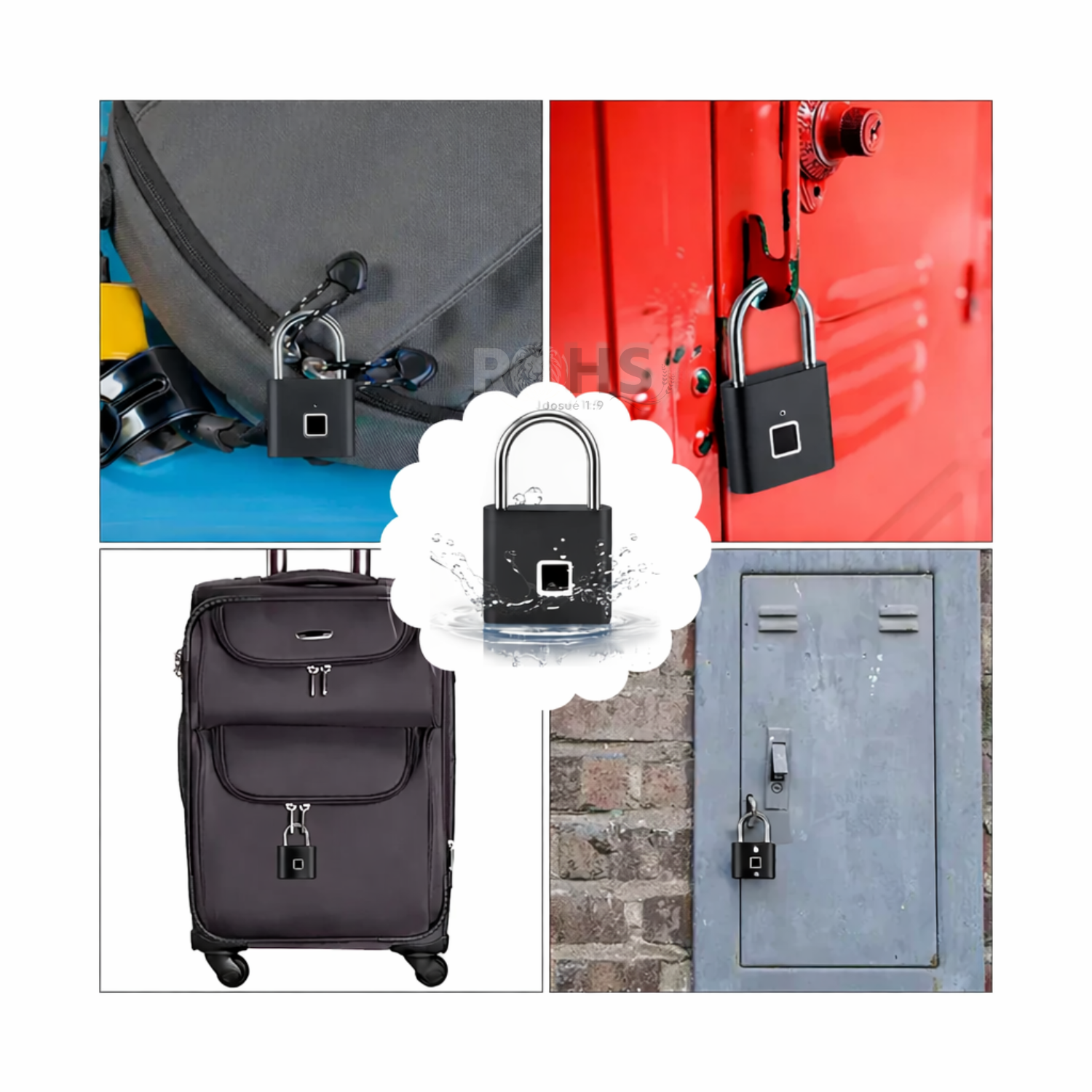 PACK X2 CANDADOS INTELIGENTES CON HUELLA DIGITAL RECARGABLES USB TIPO C NEGRO - 3