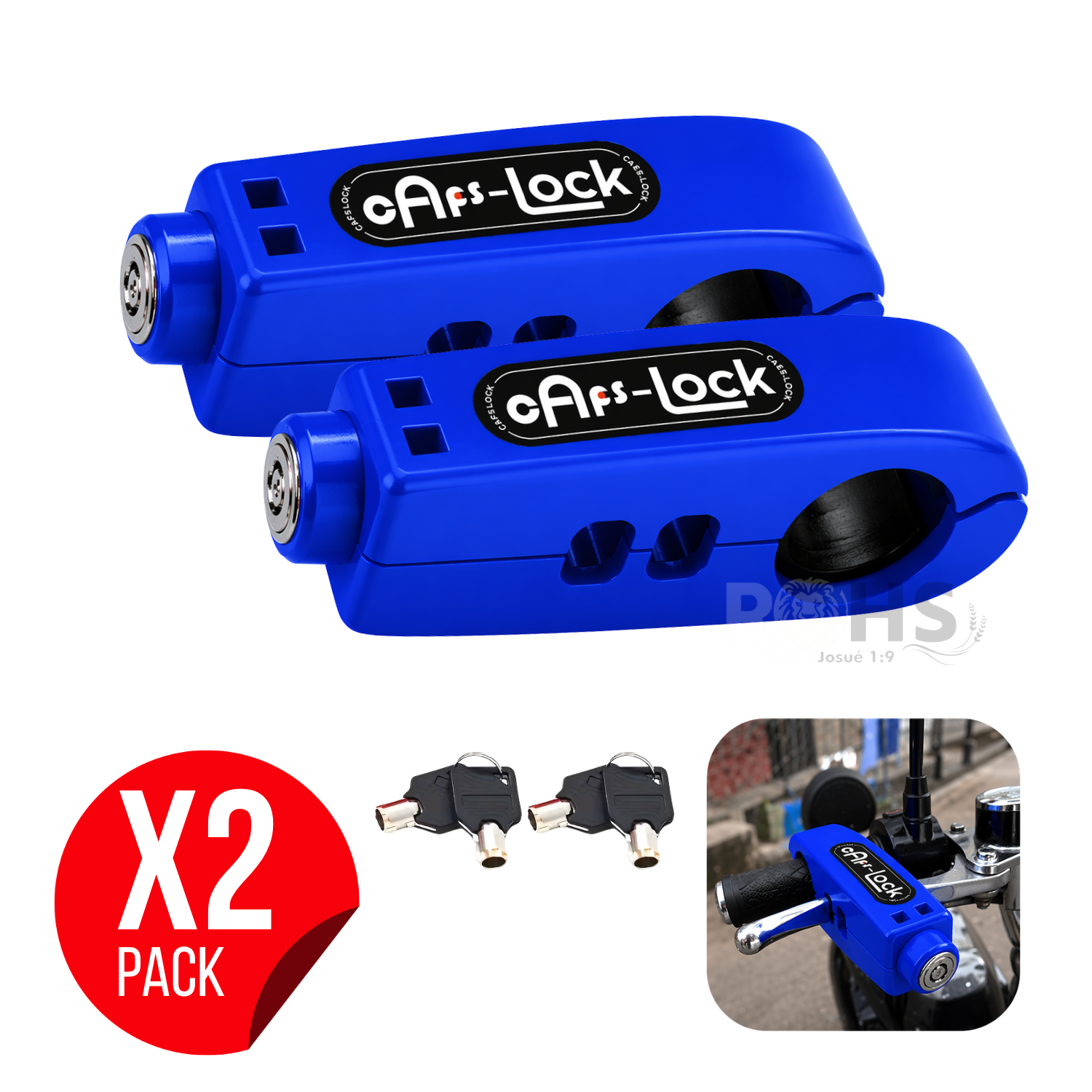 PACK X2 CANDADOS ANTIRROBO PARA ACELERADOR DE MOTO AZUL - 1
