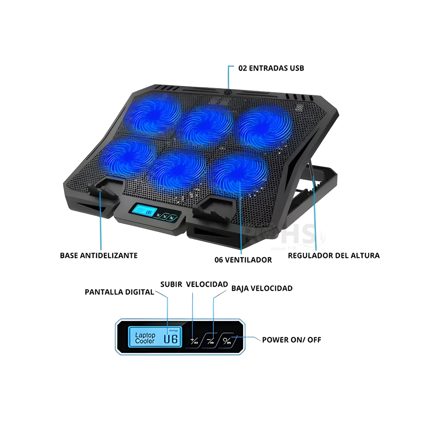 SOPORTE DE LAPTOP CON 6 VENTILADORES X6A : ELEVA TU COMODIDAD Y PRODUCTIVIDAD - 4