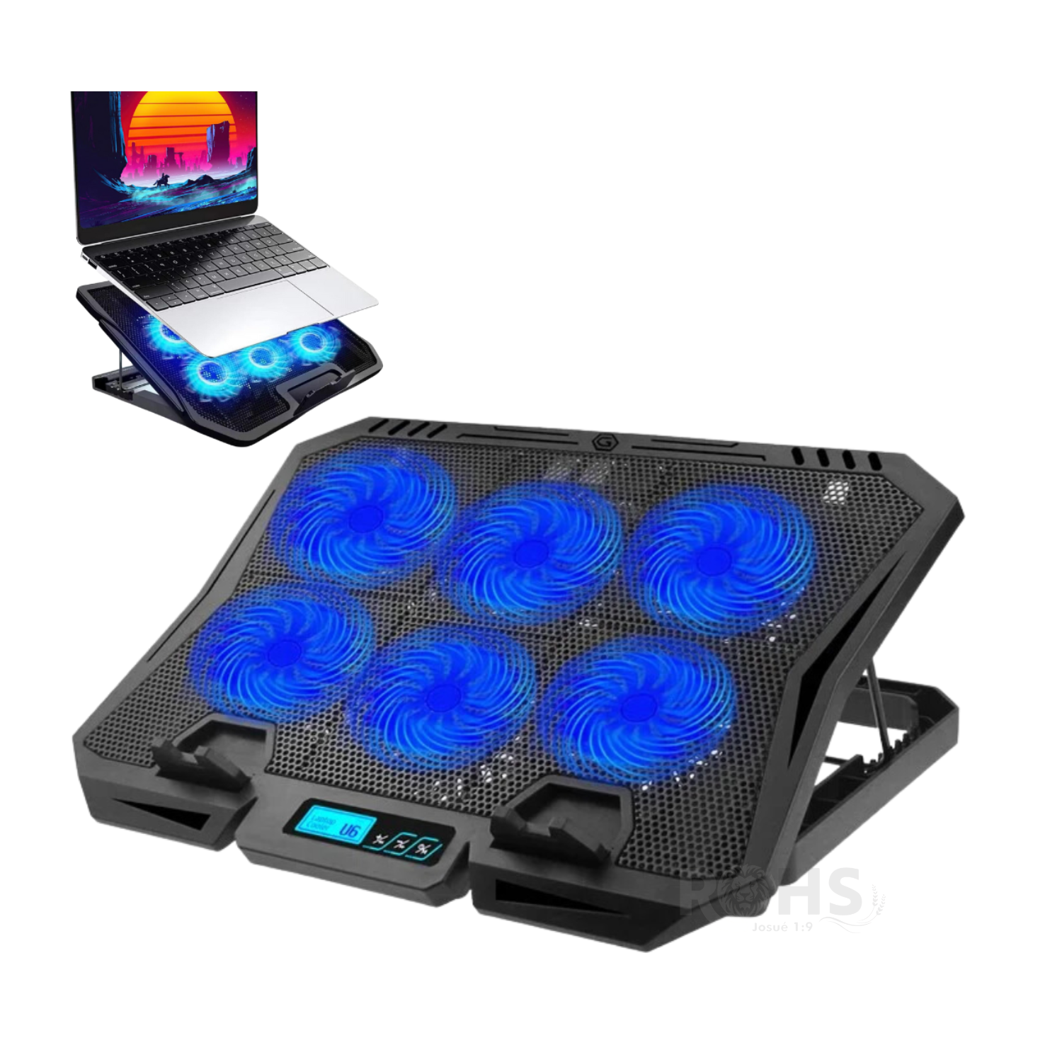 SOPORTE PARA LAPTOP CON 6 VENTILADORES X6A - POTENCIA Y FRESCURA - 1