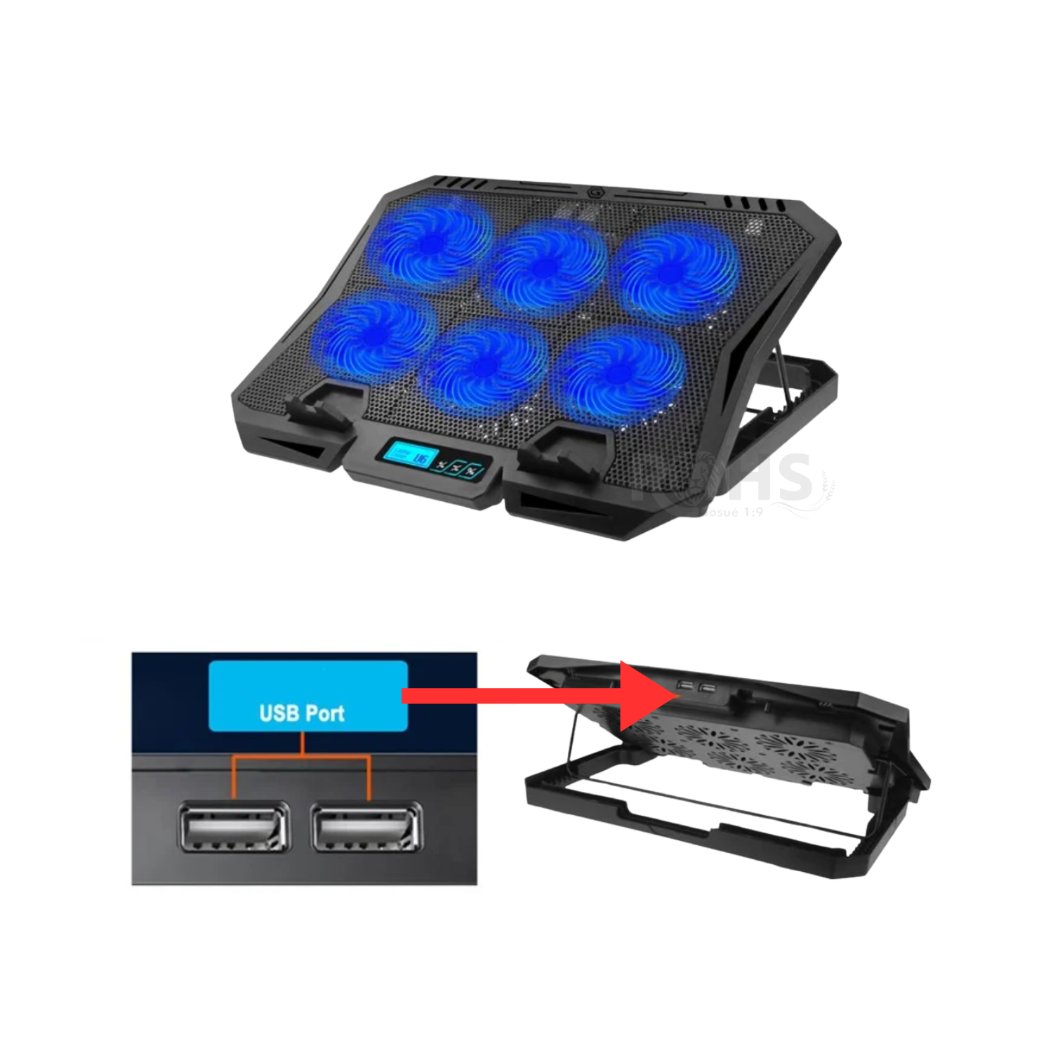 SOPORTE PARA LAPTOP CON 6 VENTILADORES X6A - POTENCIA Y FRESCURA - 2