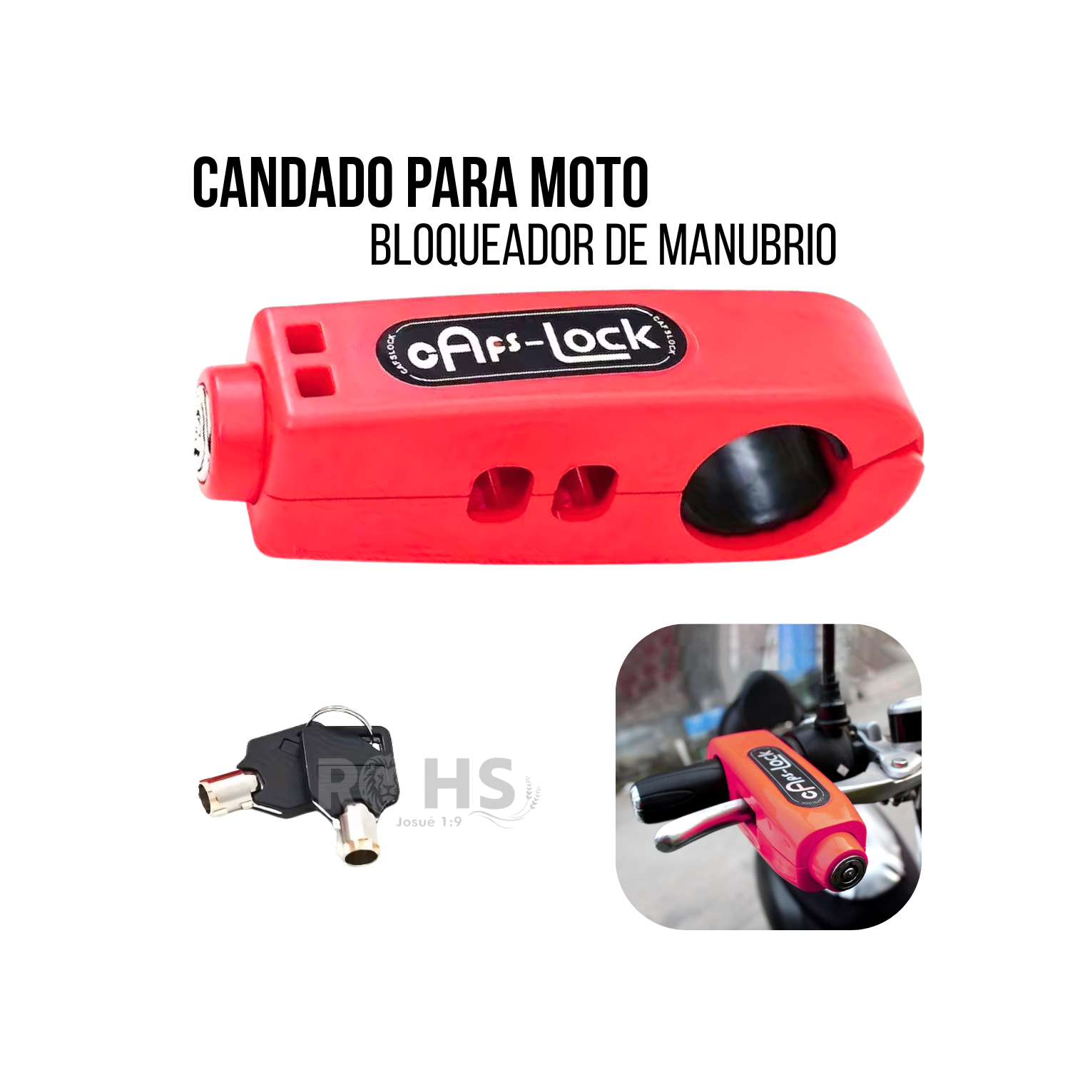 CANDADO ANTIRROBO PARA ACELERADOR DE MOTO ROJO - 1