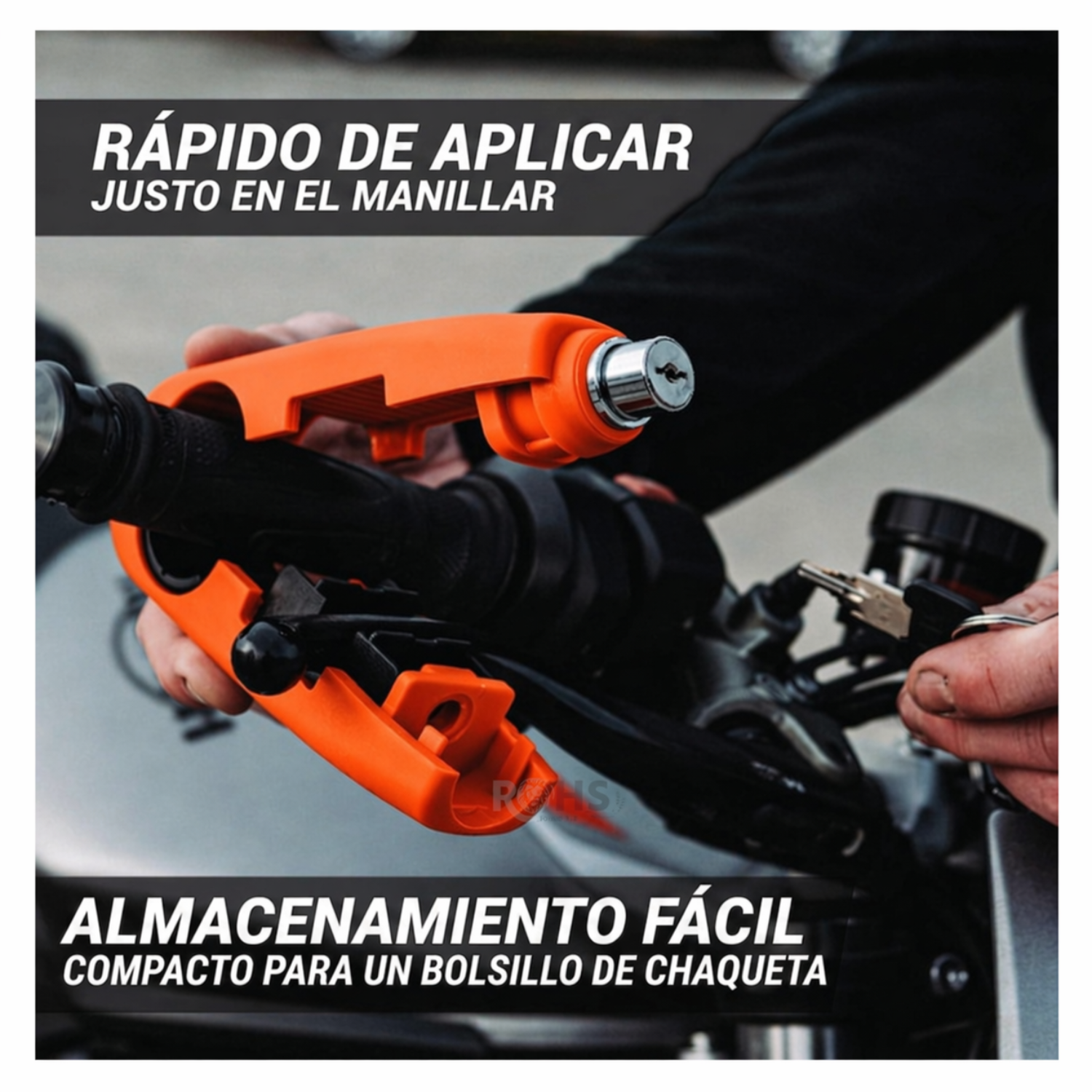 CANDADO ANTIRROBO PARA MOTO – BLOQUEO DE ACELERADOR NARANJA - 3