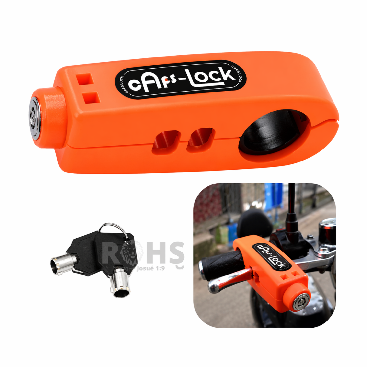 PACK X2 CANDADOS ANTIRROBO PARA ACELERADOR DE MOTO NARANJA - 5