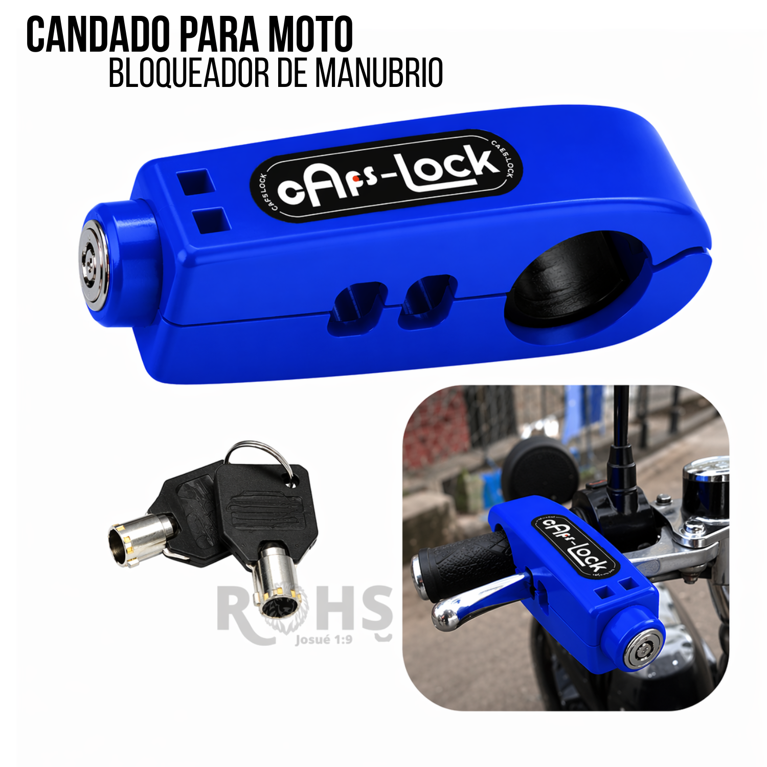 CANDADO ANTIRROBO PARA ACELERADOR DE MOTO AZUL - 1