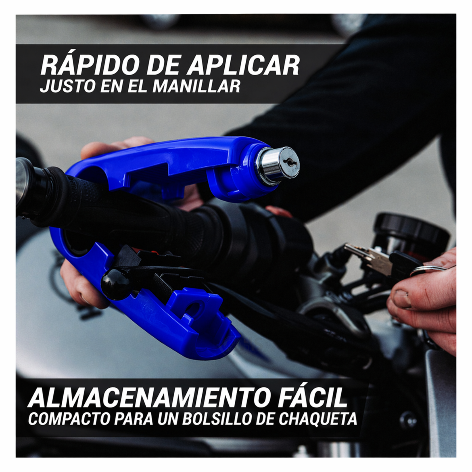 CANDADO ANTIRROBO PARA MOTO – BLOQUEO DE ACELERADOR AZUL - 3