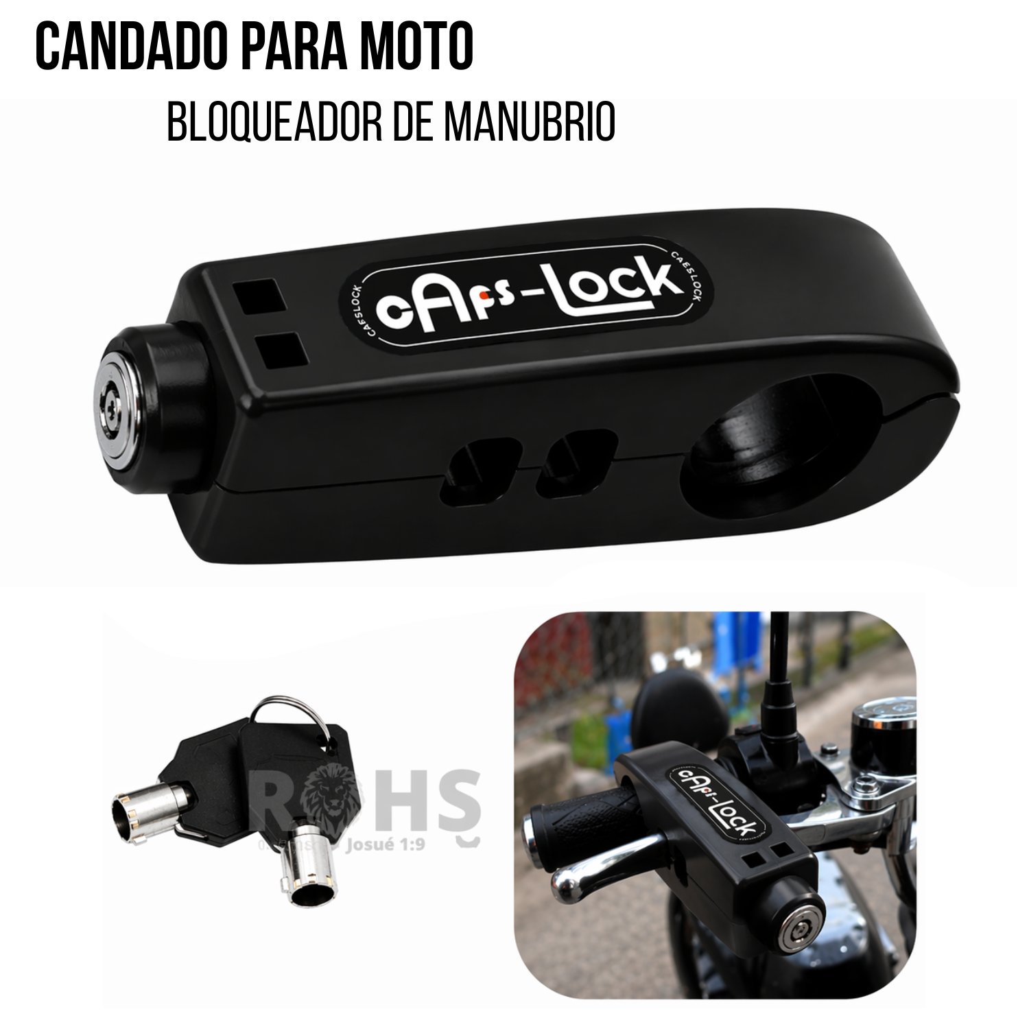 CANDADO ANTIRROBO PARA ACELERADOR DE MOTO NEGRO - 1