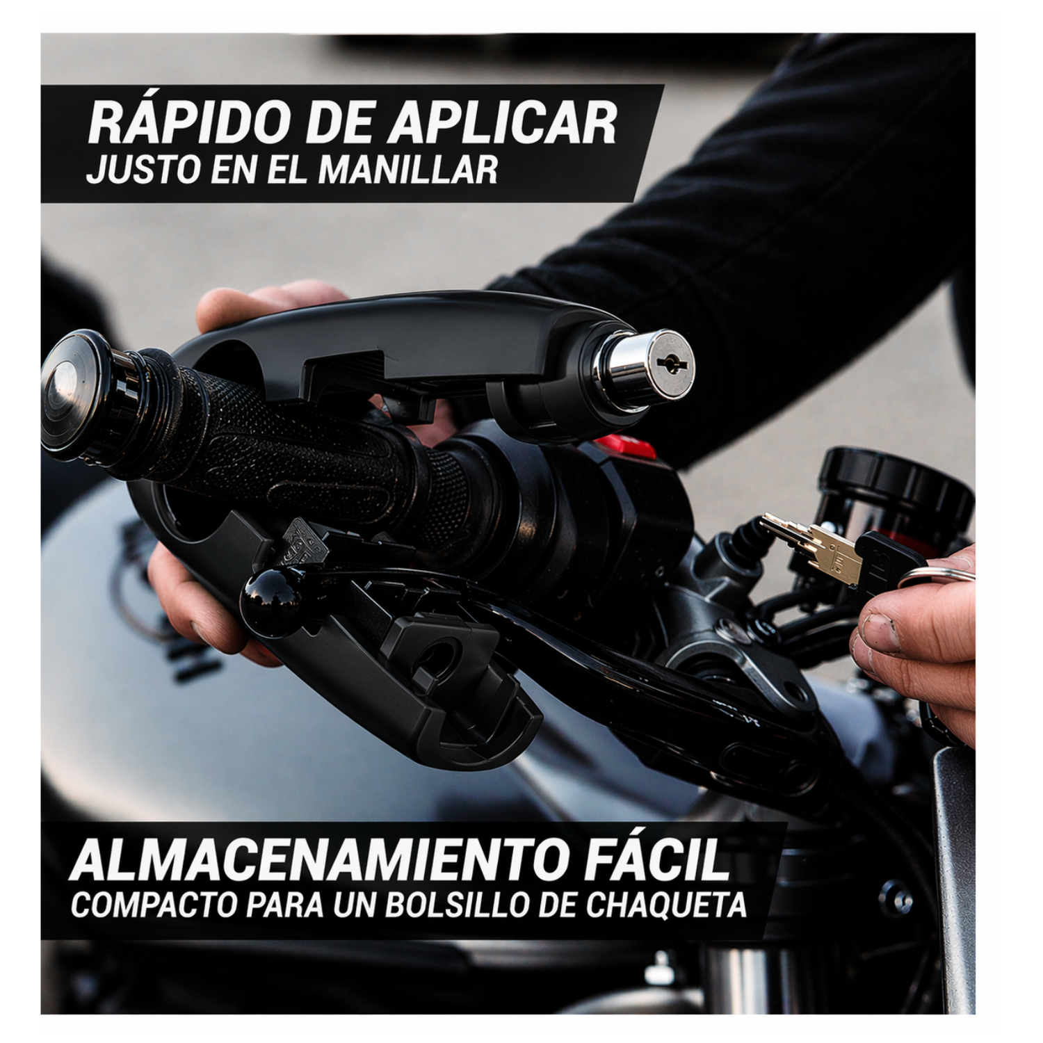 CANDADO ANTIRROBO PARA ACELERADOR DE MOTO NEGRO - 3