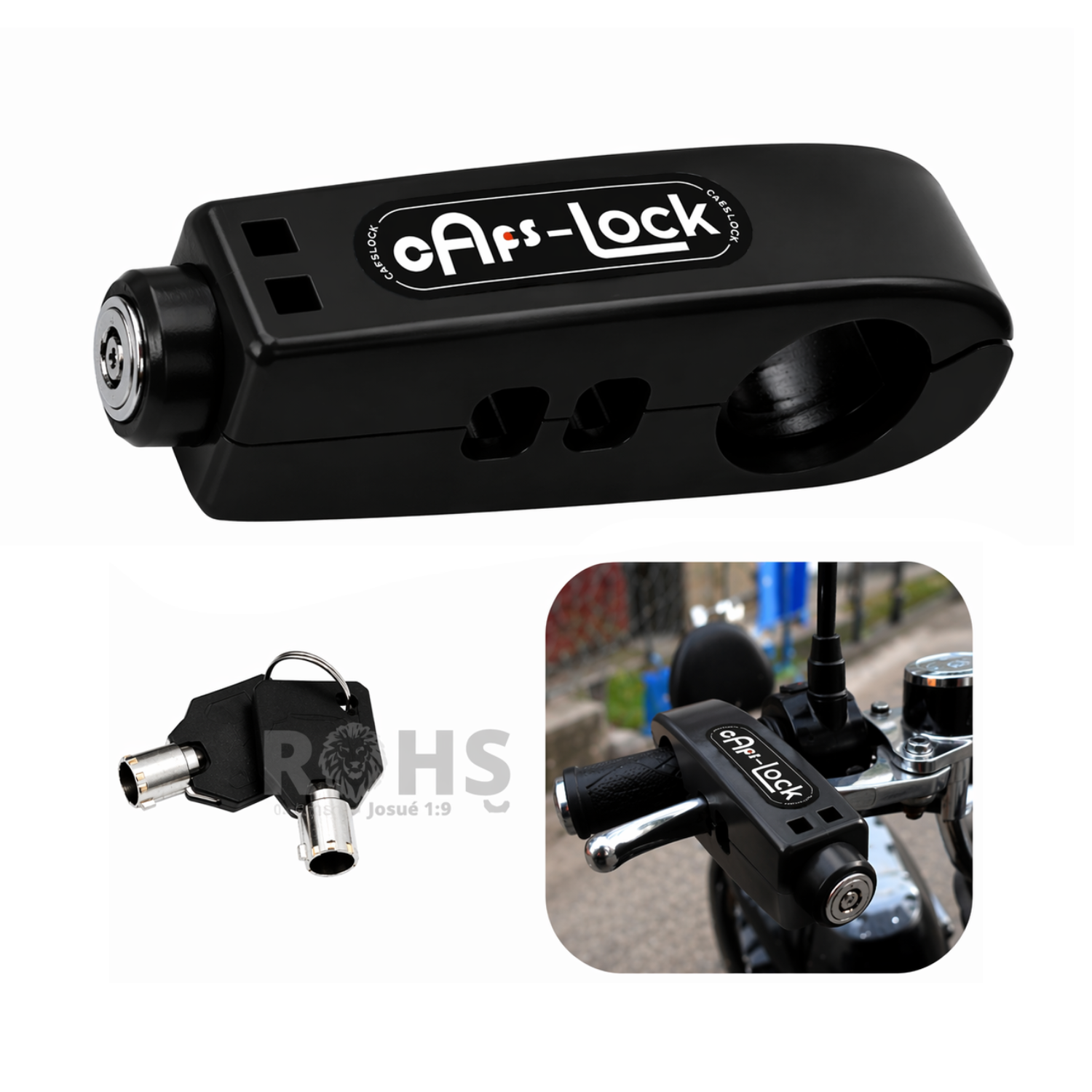 CANDADO ANTIRROBO PARA ACELERADOR DE MOTO NEGRO - 6