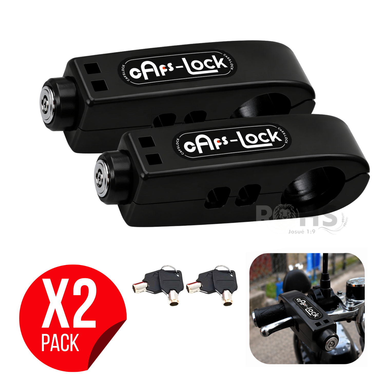 PACK X2 CANDADOS ANTIRROBO PARA ACELERADOR DE MOTO NEGRO - 1
