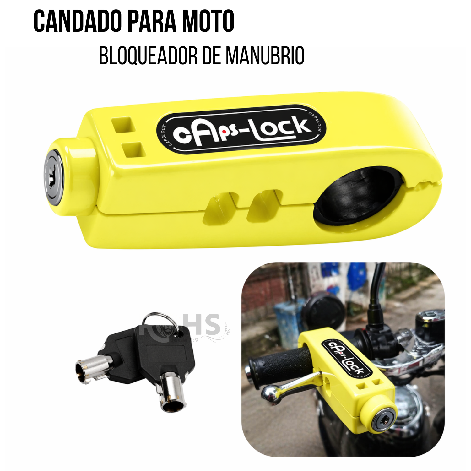 CANDADO ANTIRROBO PARA ACELERADOR DE MOTO AMARILLO - 1