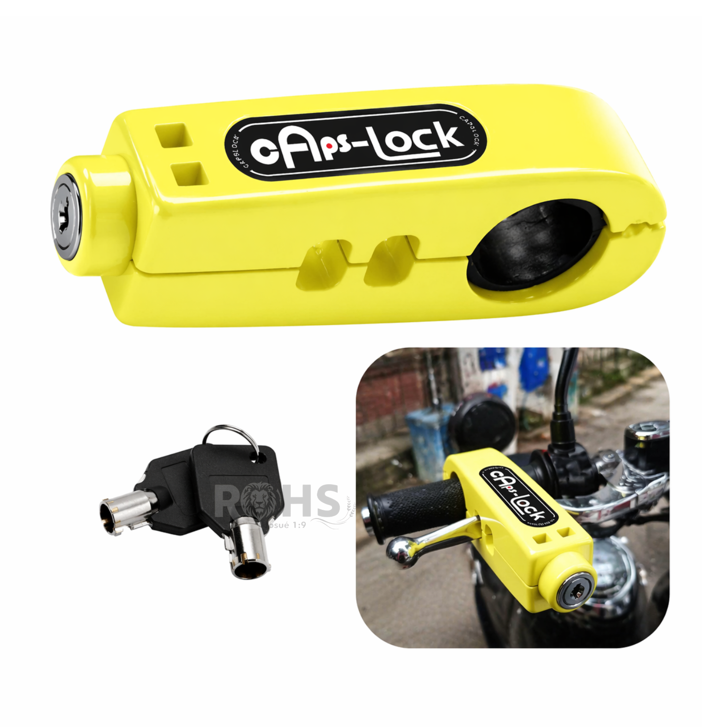 PACK X2 CANDADOS ANTIRROBO PARA ACELERADOR DE MOTO AMARILLO - 6