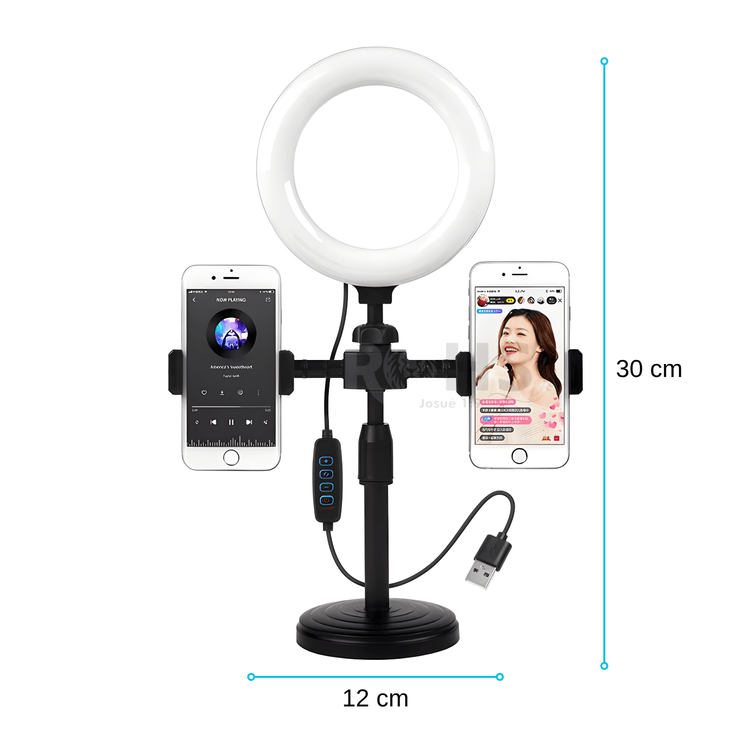 PACK 2 ARO LED CON DOBLE SOPORTE AJUSTABLE PARA CELULAR BASE DE ESCRITORIO ILUMINACIÓN PROFESIONAL - 2