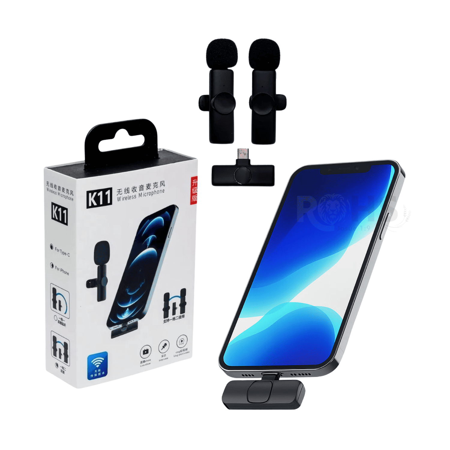 MICRÓFONO INALÁMBRICO 2 EN 1 PARA IPHONE Y ANDROID K11 - 1