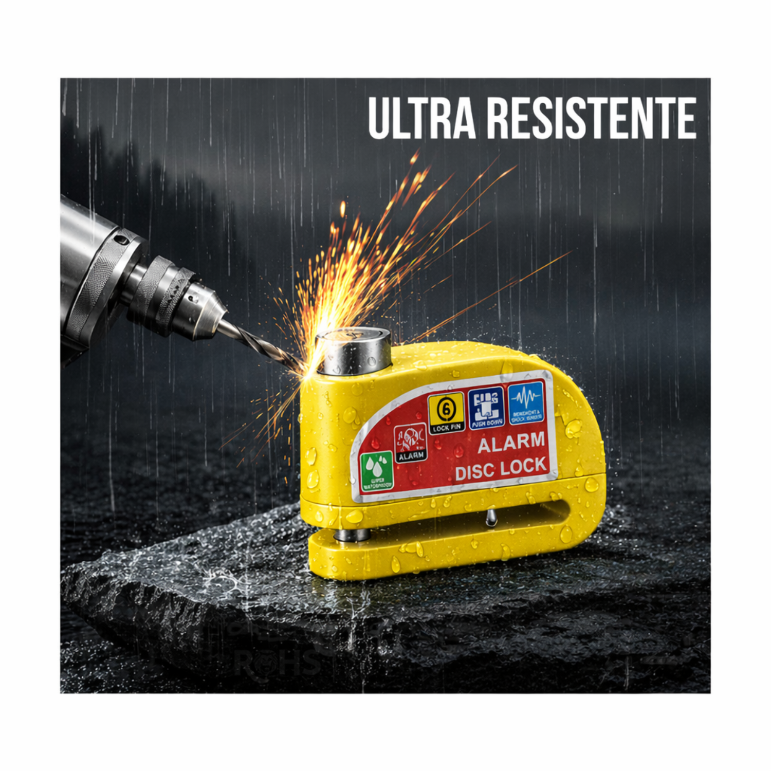 CANDADO ANTIRROBO PARA ACELERADOR DE MOTO AMARILLO - 2