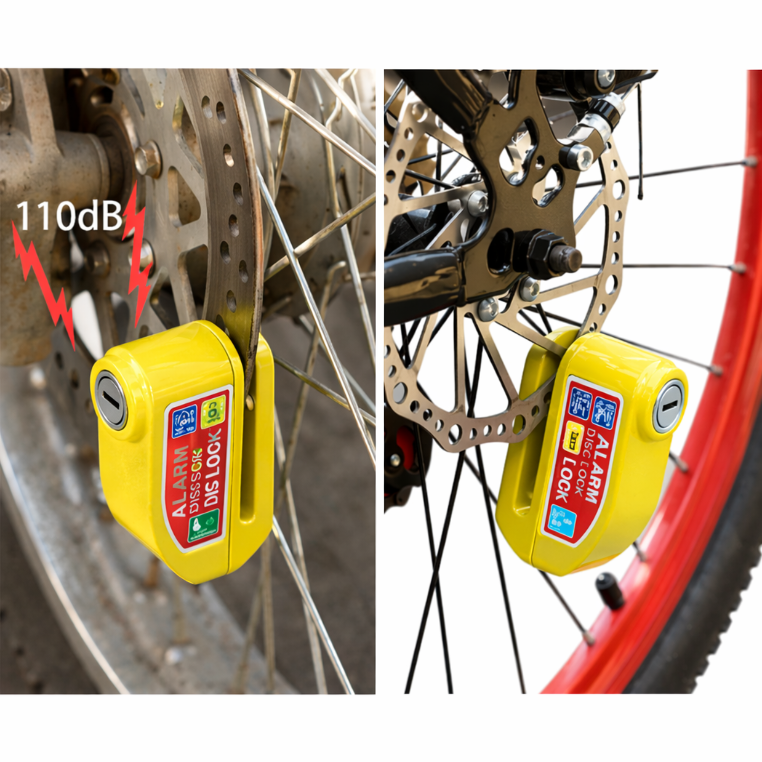 CANDADO ANTIRROBO PARA ACELERADOR DE MOTO AMARILLO - MÁXIMA SEGURIDAD - 2