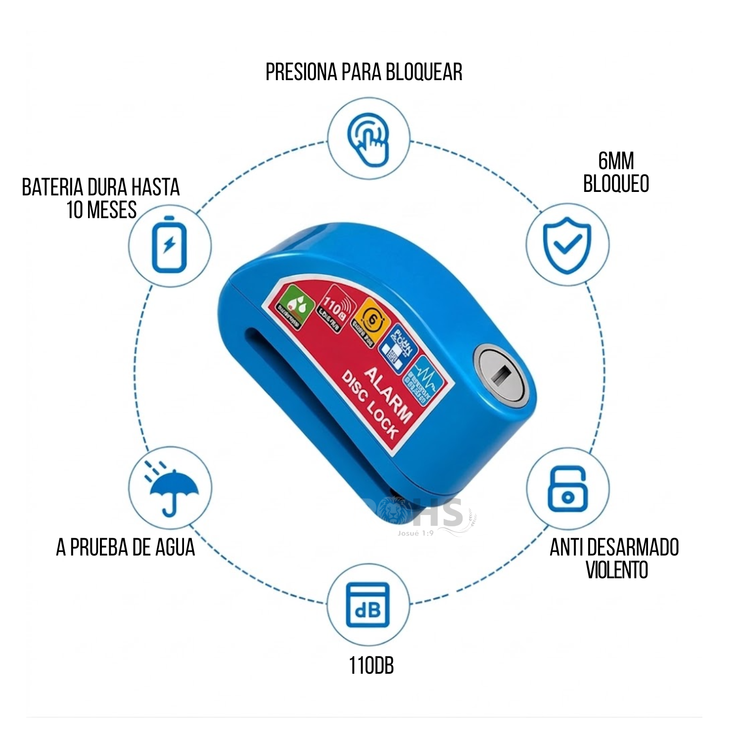 CANDADO ANTIRROBO PARA ACELERADOR DE MOTO AZUL - 2