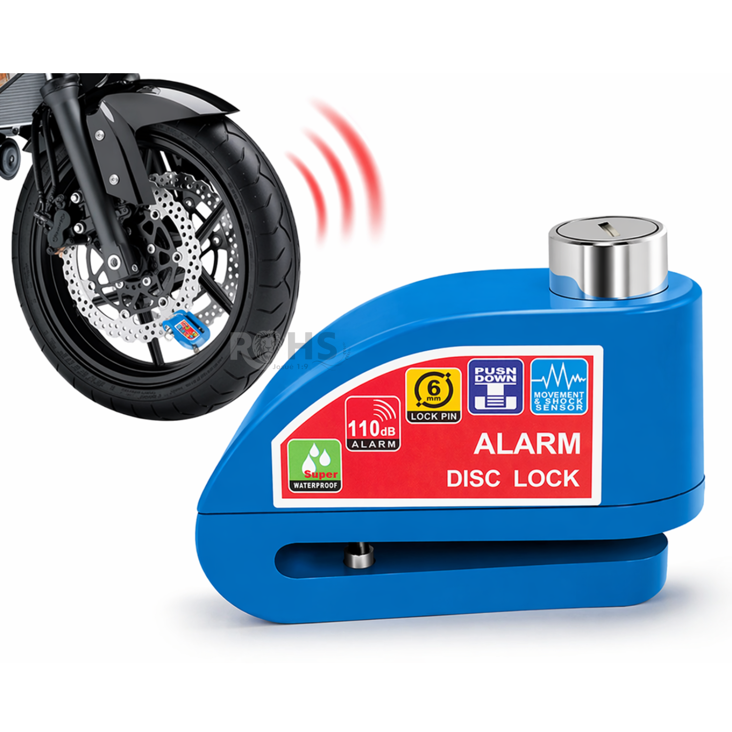 CANDADO ANTIRROBO PARA ACELERADOR DE MOTO AZUL - MÁXIMA SEGURIDAD - 1
