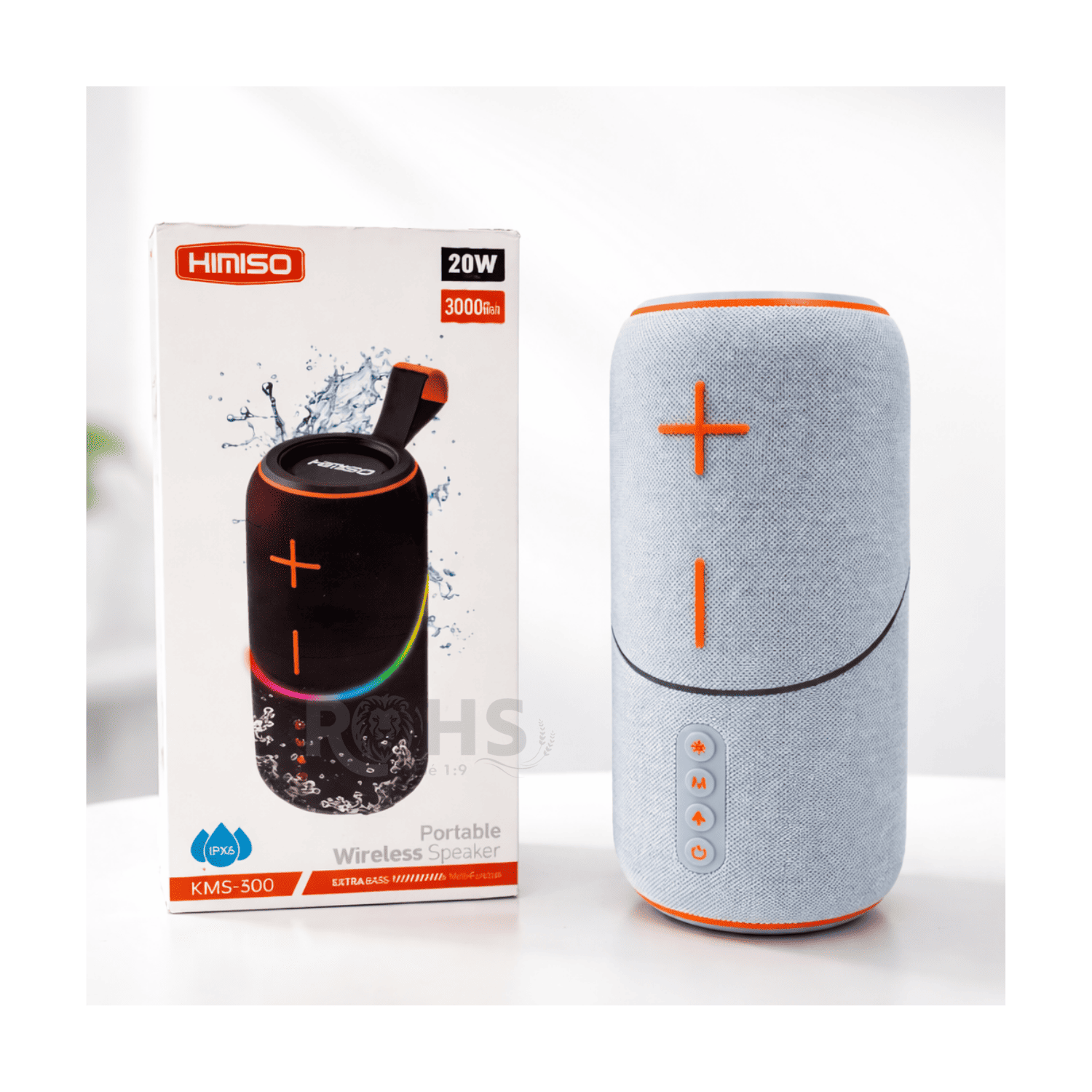 PARLANTE BLUETOOTH PORTÁTIL KIMISO KMS-300 20W CON EXTRA BASS IPX6 RESISTENTE AL AGUA GRIS - 1