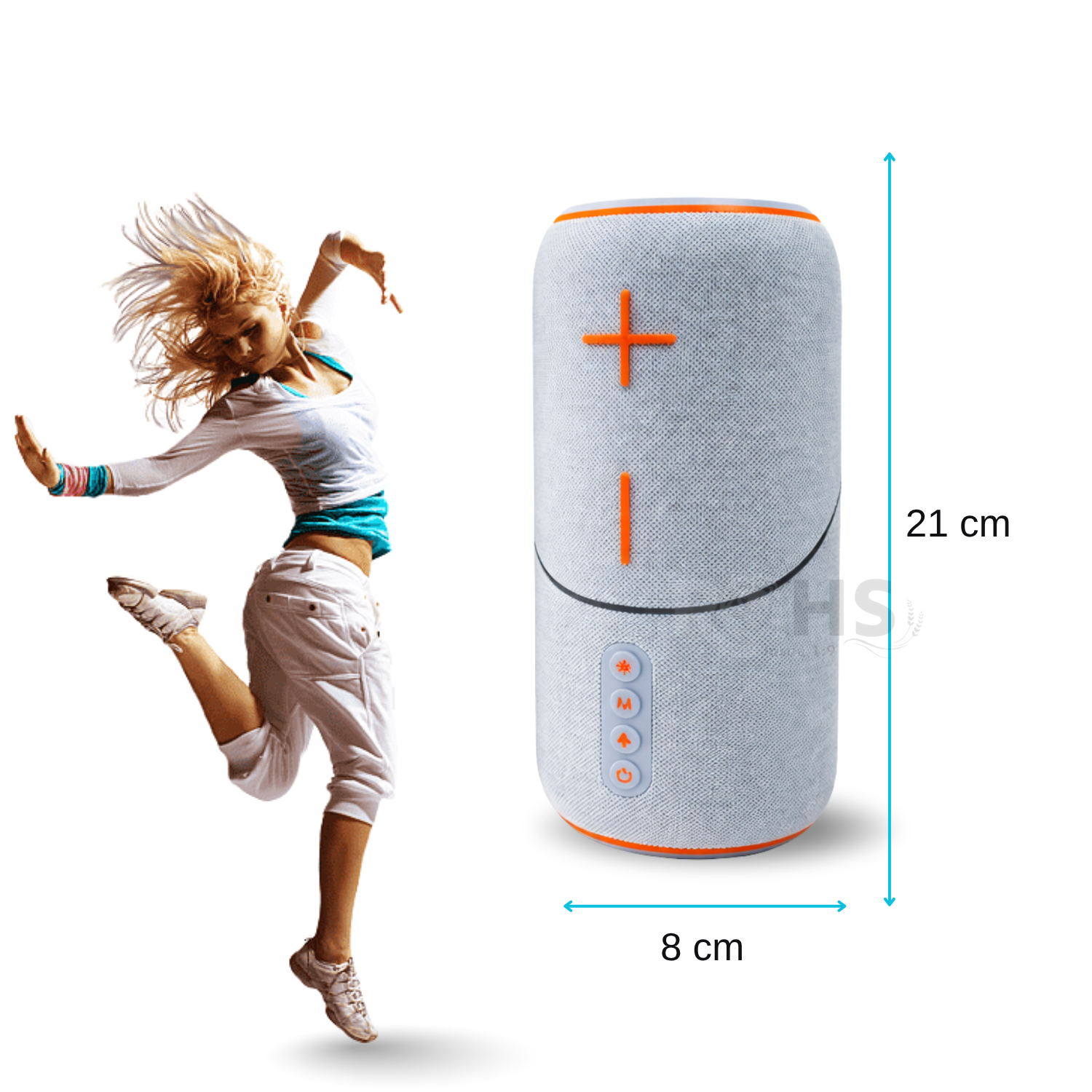PARLANTE BLUETOOTH PORTÁTIL KIMISO KMS-300 20W CON EXTRA BASS IPX6 RESISTENTE AL AGUA GRIS - 2