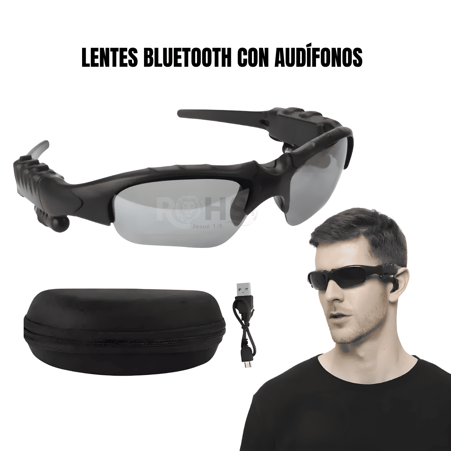 LENTES DE SOL CON AUDÍFONOS BLUETOOTH INTEGRADOS CON MICRÓFONO Y CONTROLES NEGRO - 1