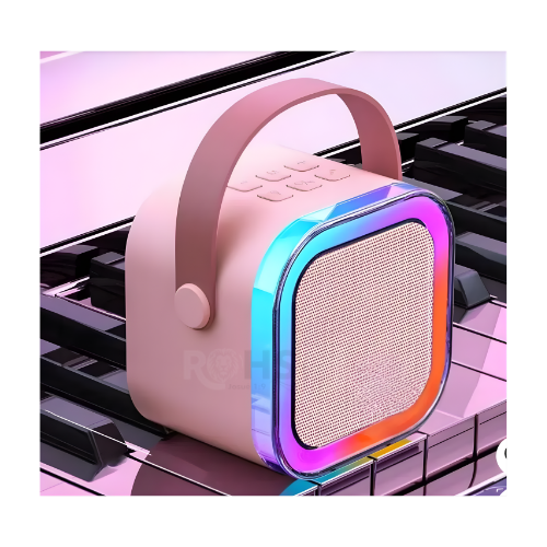 PACK X2 MICRÓFONO DE KARAOKE CON PARLANTE BLUETOOTH PORTÁTIL CON LUCES RGB Y MICRÓFONOS INALÁMBRICOS ROSADO - 7