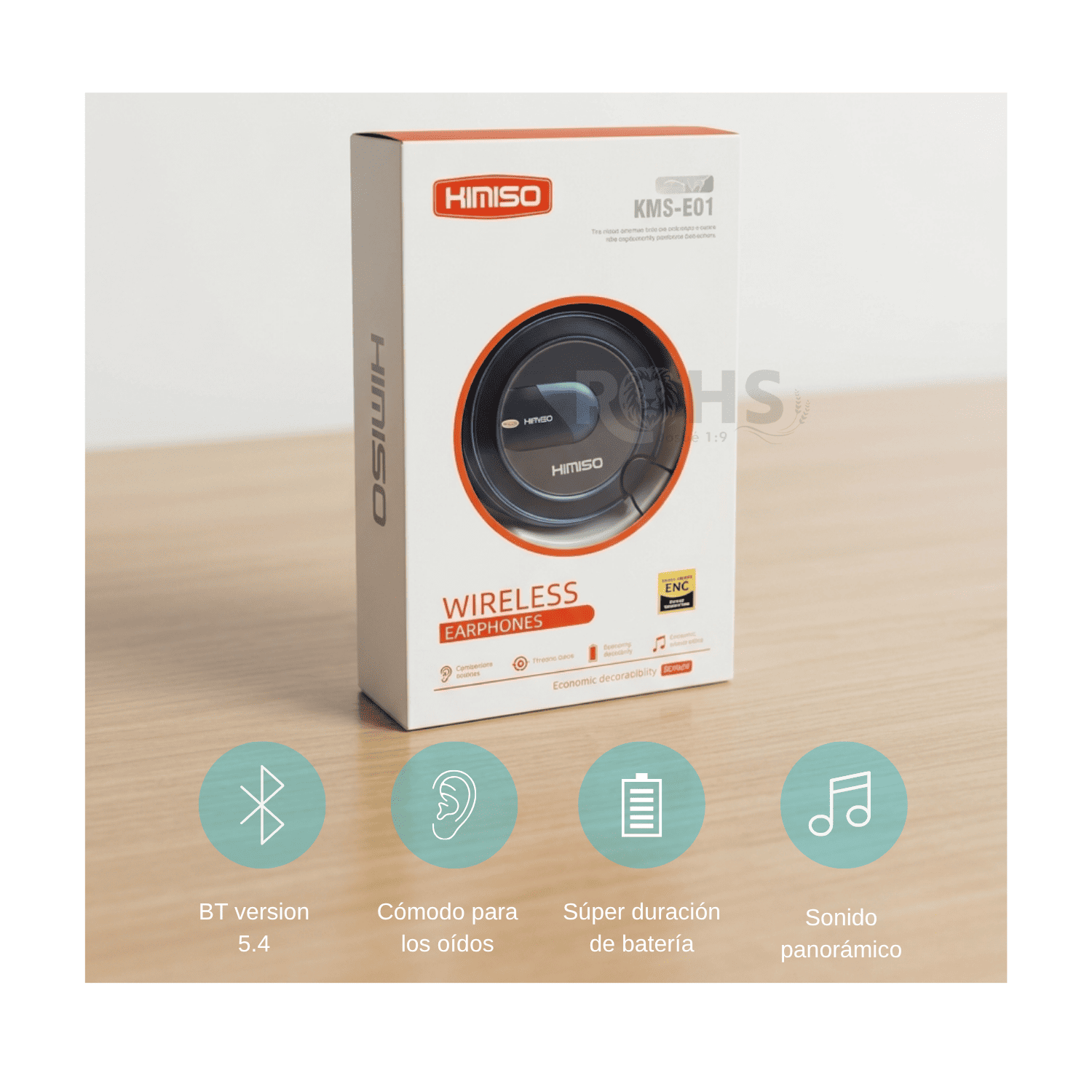 AUDÍFONOS BLUETOOTH INALÁMBRICOS KIMISO KMS-E01 CON ENC Y MICRÓFONO SONIDO ESTÉREO AZUL - 5