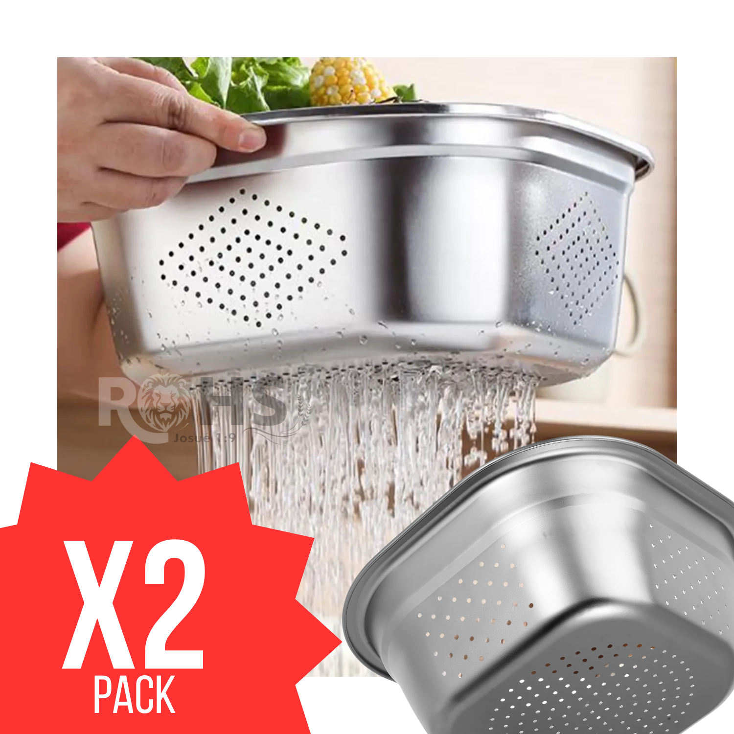 ESCURRIDOR DE ACERO INOXIDABLE 24 CM PACK DE 2 PARA COCINA - 1