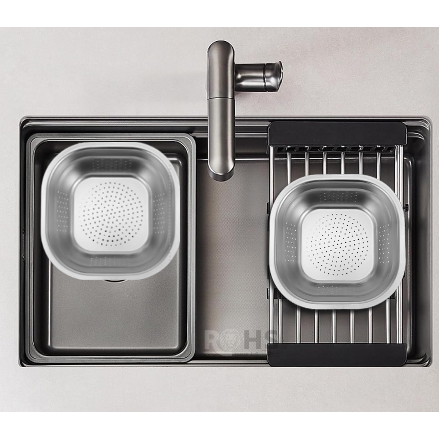 ESCURRIDOR DE ACERO INOXIDABLE 24 CM PACK DE 2 PARA COCINA - 5
