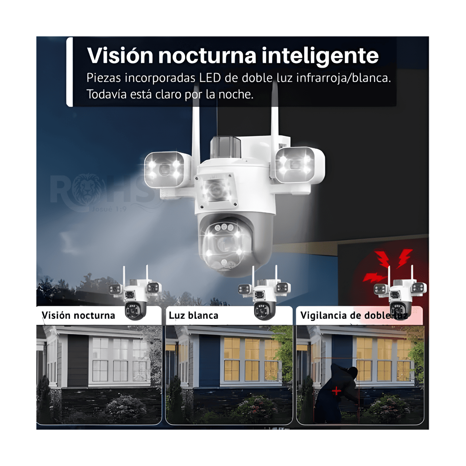 PACK 2 CÁMARAS DE SEGURIDAD PULPO WIFI EXTERIOR 3 LENTES 3K CON VISIÓN NOCTURNA 360° - 3